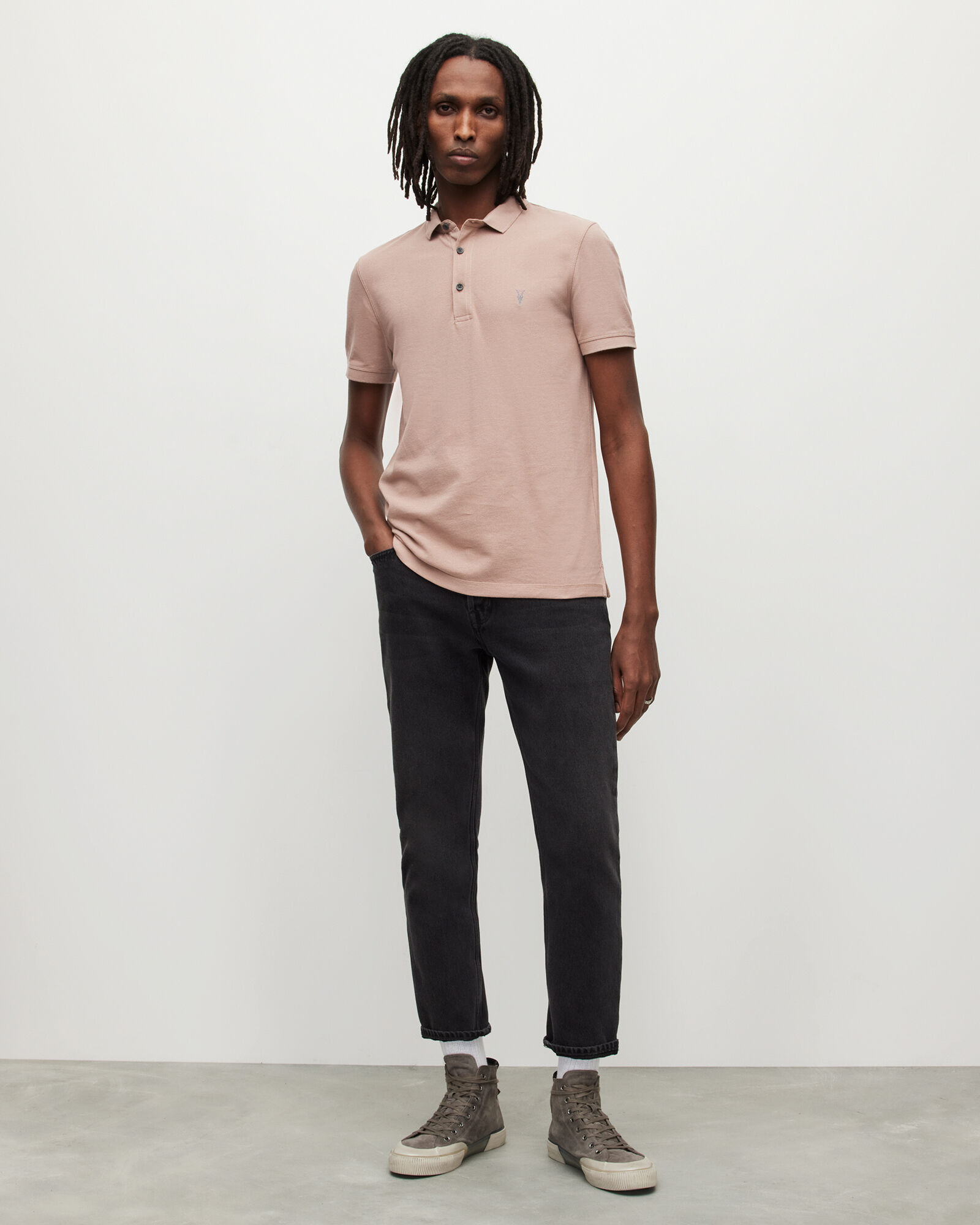 Reform Short Sleeve Polo Shirt ASH PINK | ALLSAINTS