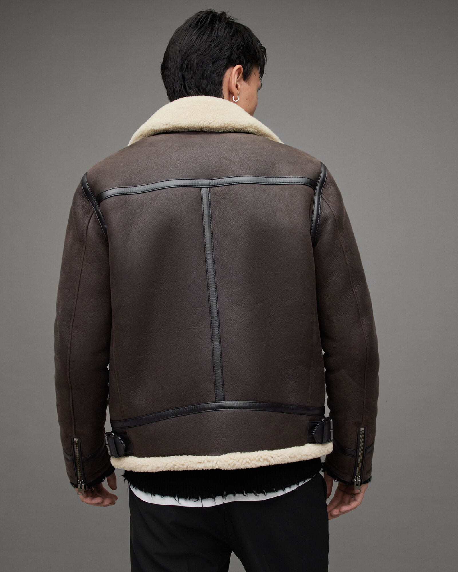 Rhys Zip Up Shearling Jacket ROASTED BROWN | ALLSAINTS Canada