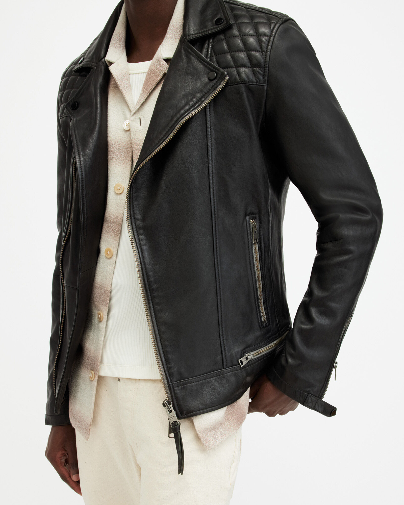 Conroy Crinkled Leather Biker Jacket
