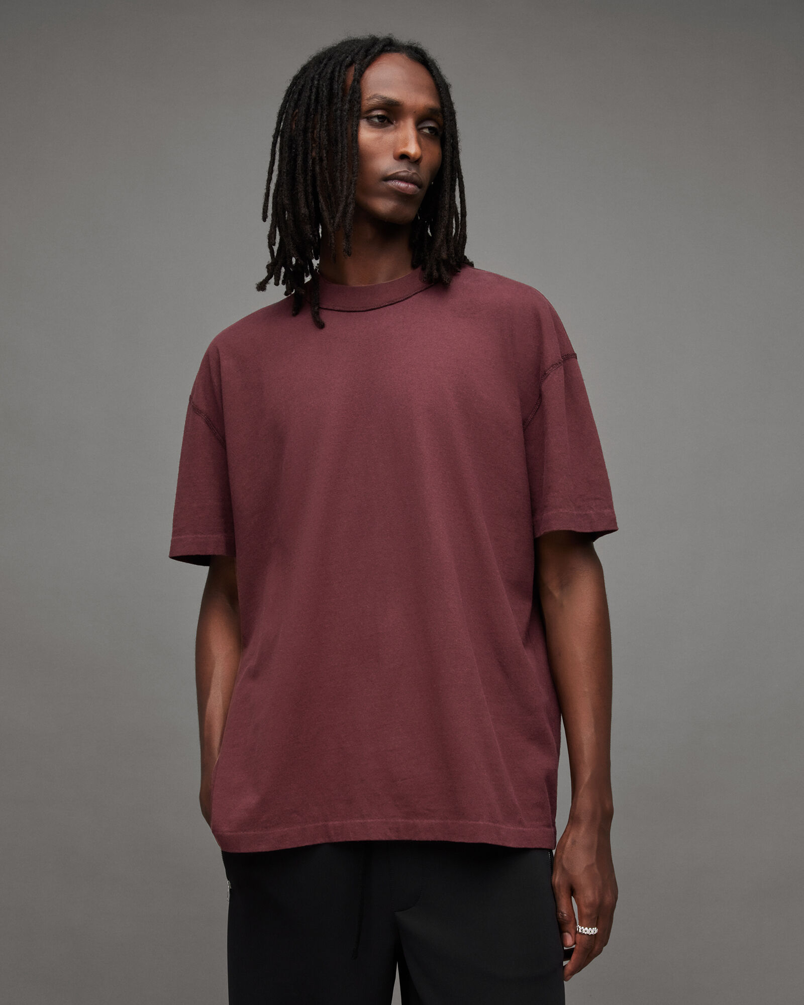 Isac Oversized Crew Neck T-Shirt MARS RED | ALLSAINTS