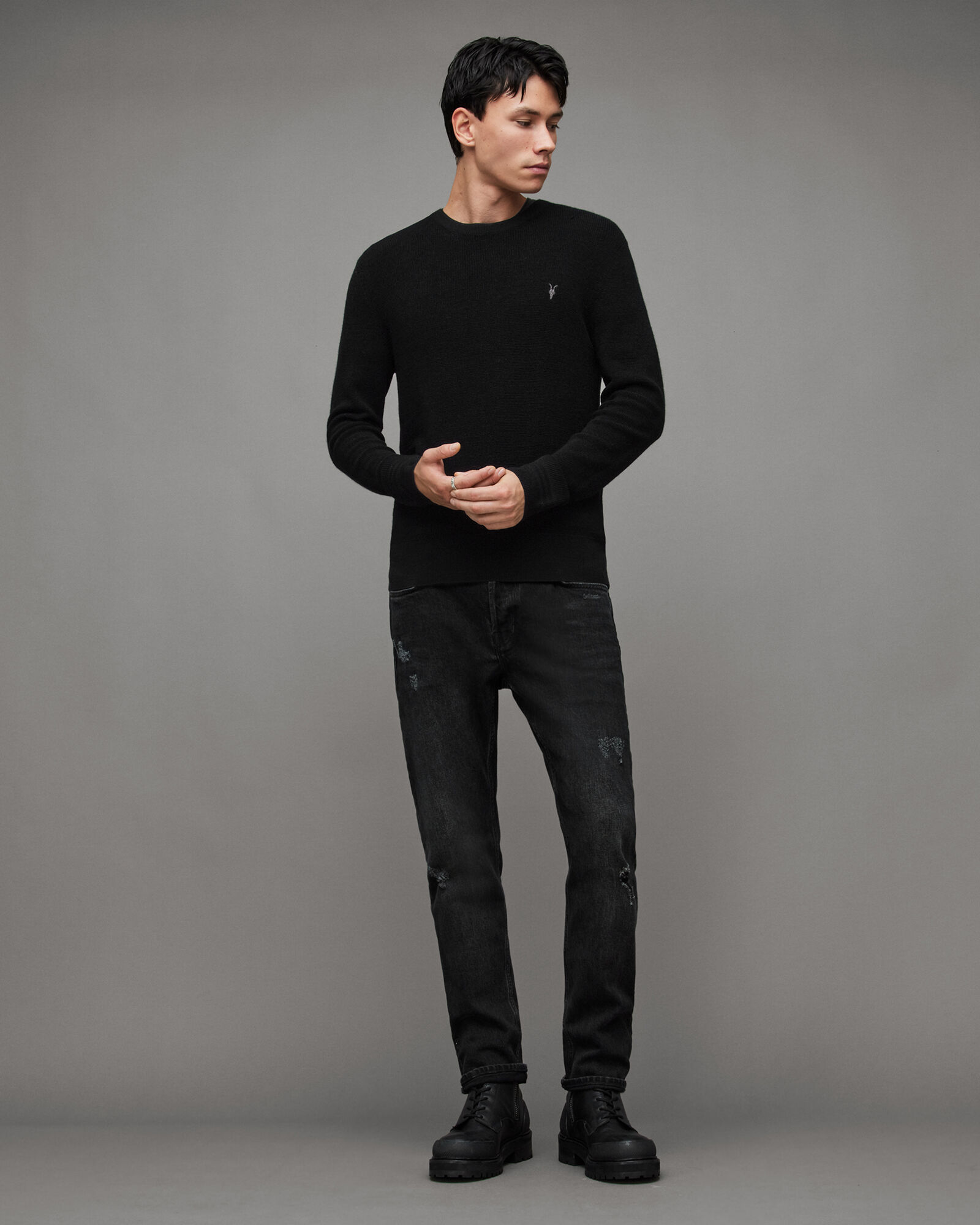 Ivar Merino Crew Jumper Black | ALLSAINTS