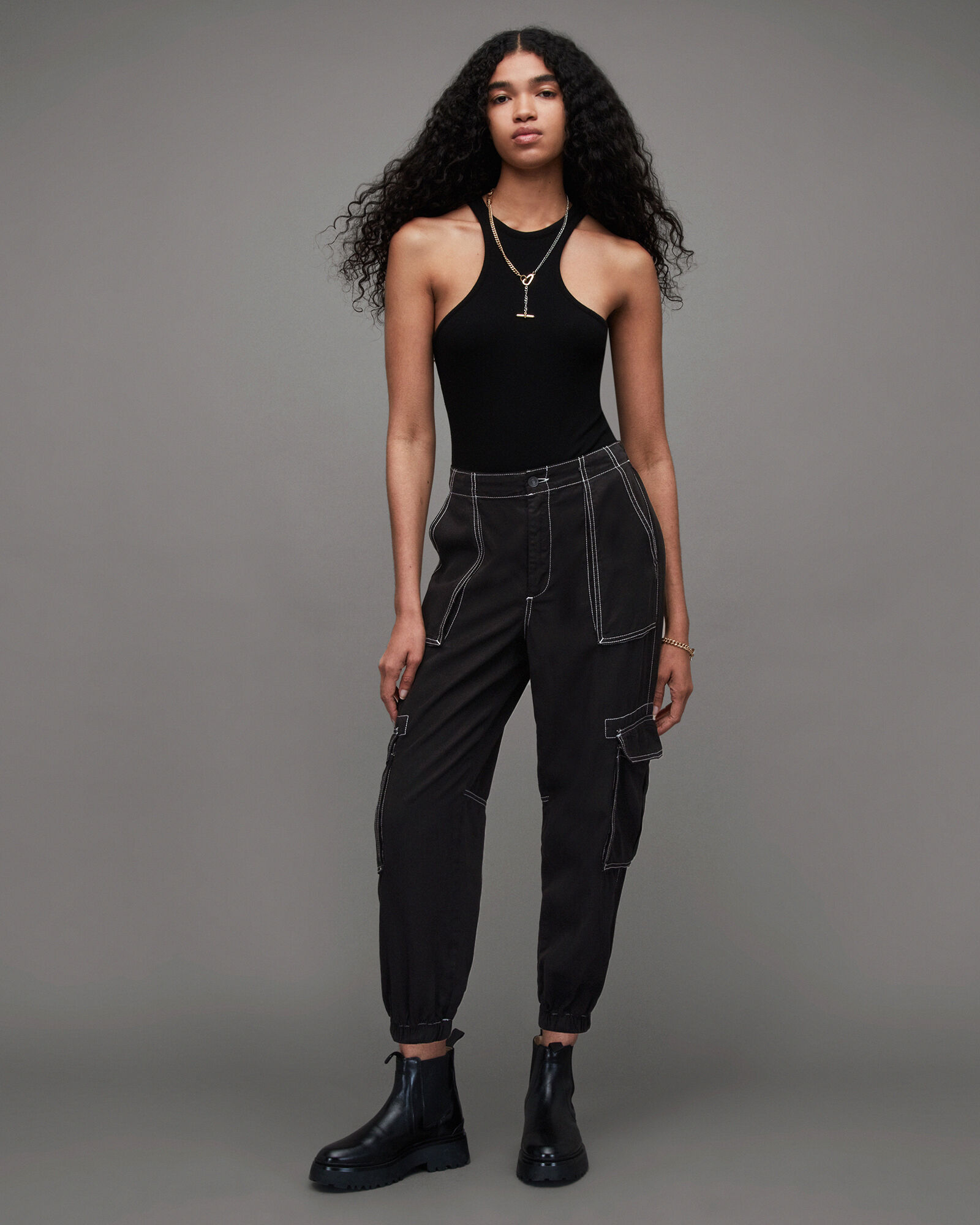 Buy Black Contrast Stitch Shirt and Cargo Pants Clothing Set online from  JEVIS CLUB