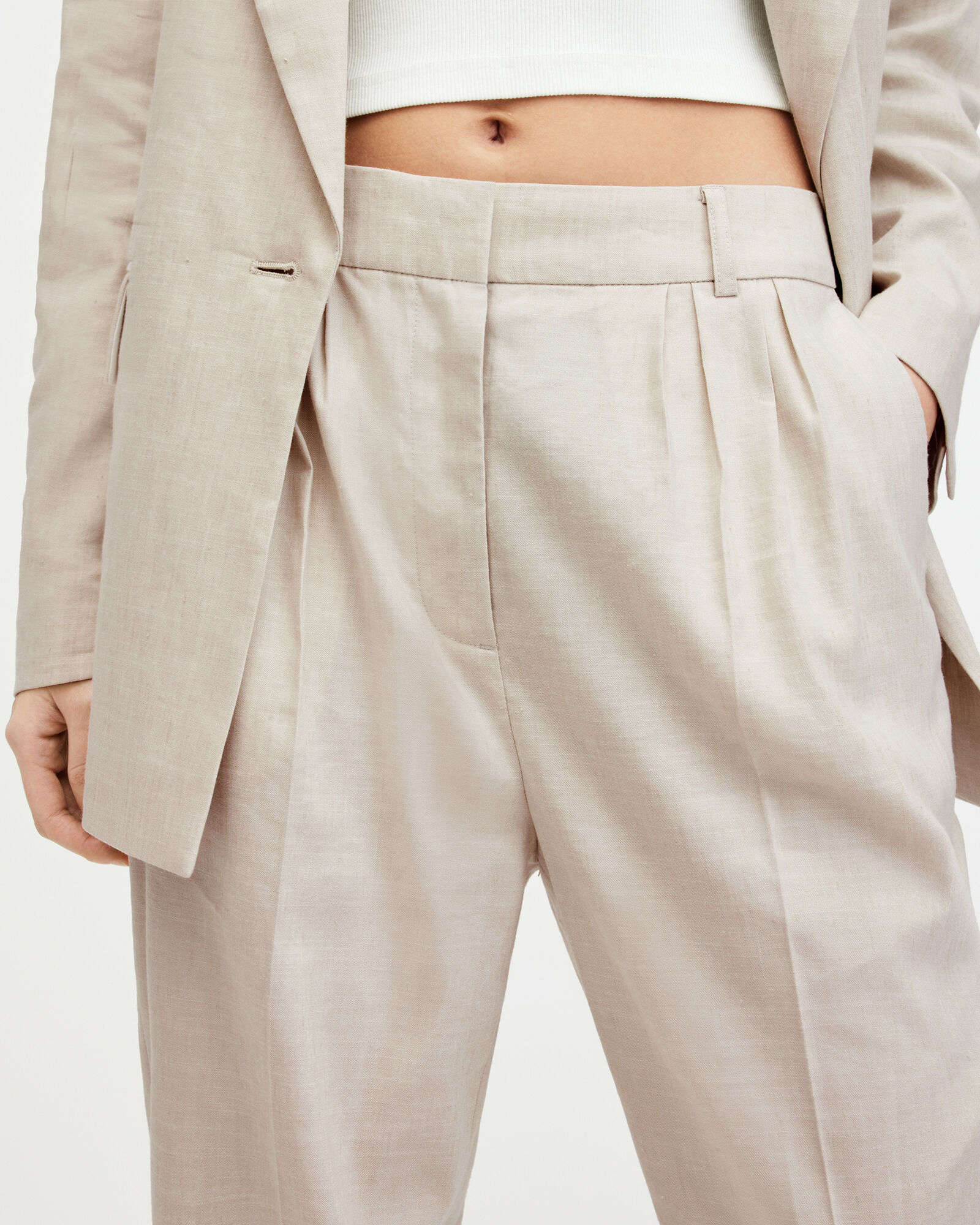 Whitney Linen Blend Straight Leg Trousers