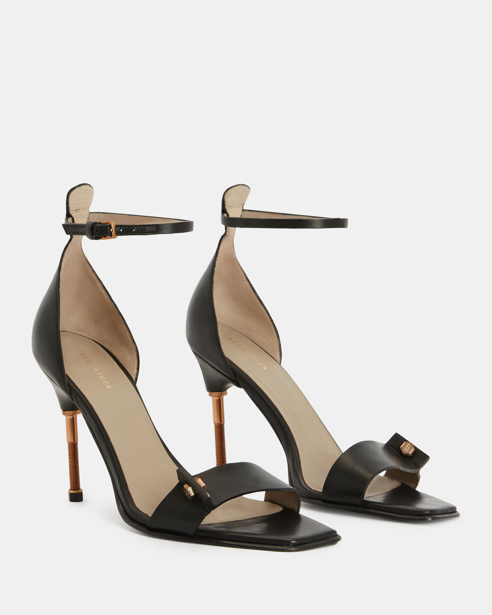 Betty Square Toe Leather Heeled Sandals