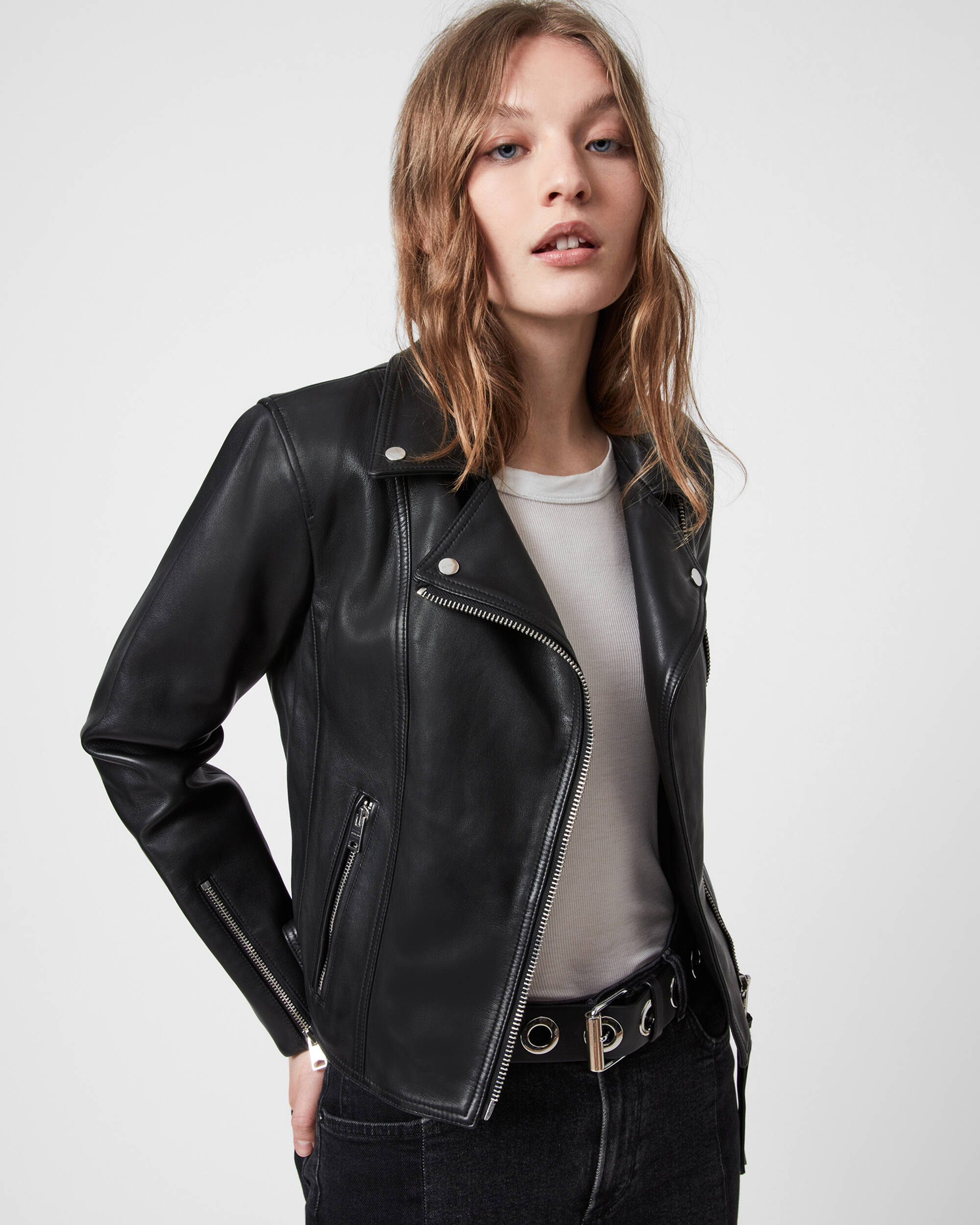 Neve Leather Biker Jacket Black | ALLSAINTS