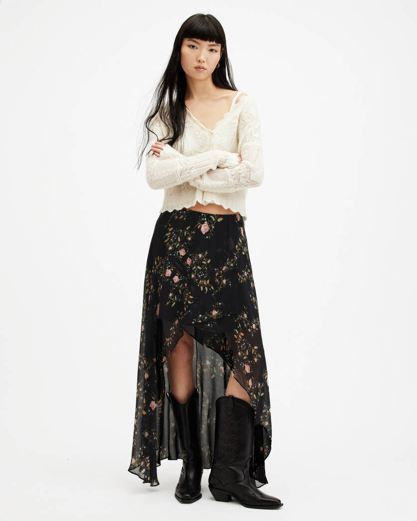 Slvina Oto Floral Asymmetric Maxi Skirt