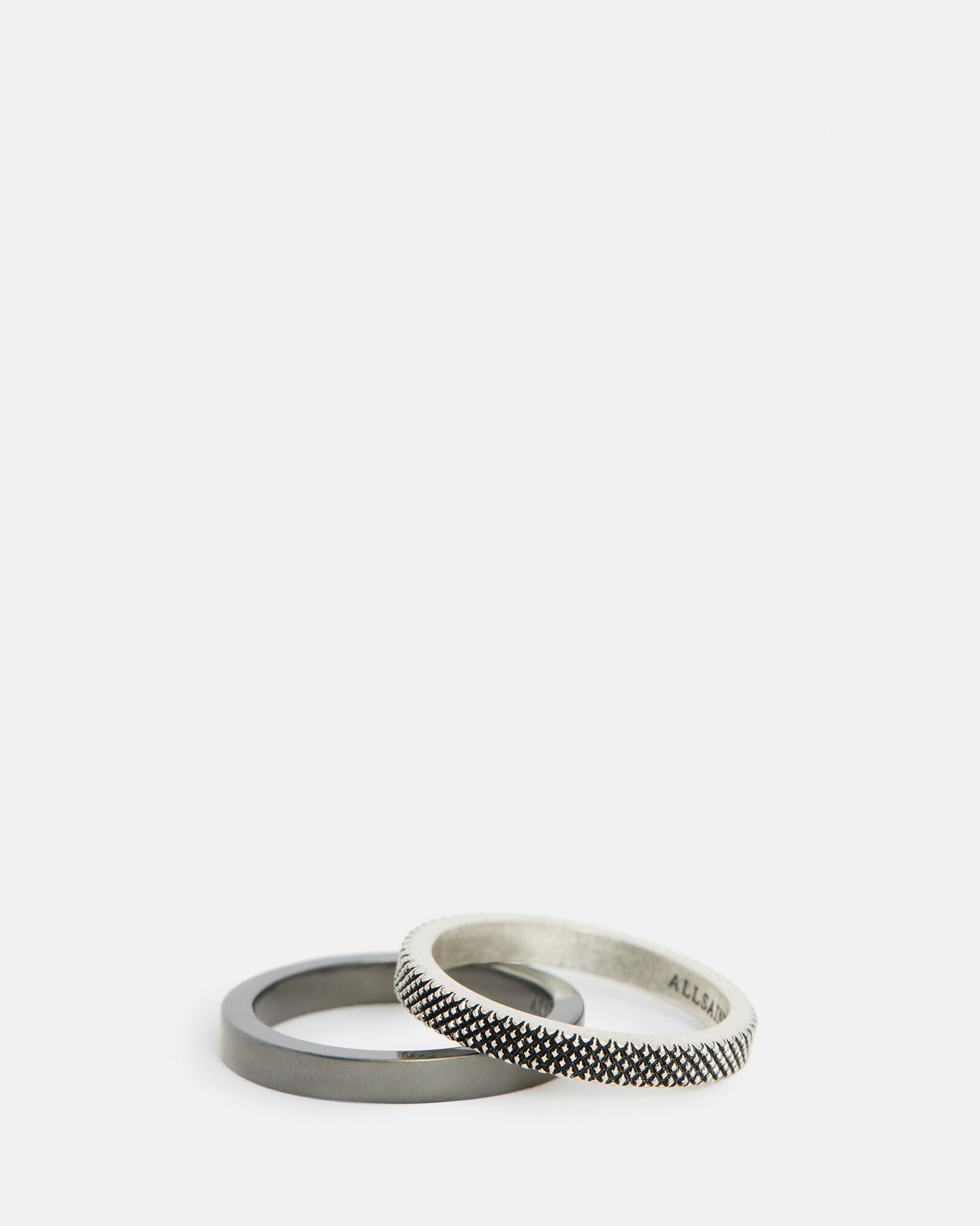 Mars Sterling Silver Ring Set WARM SILVR/DRK HEM | ALLSAINTS Canada