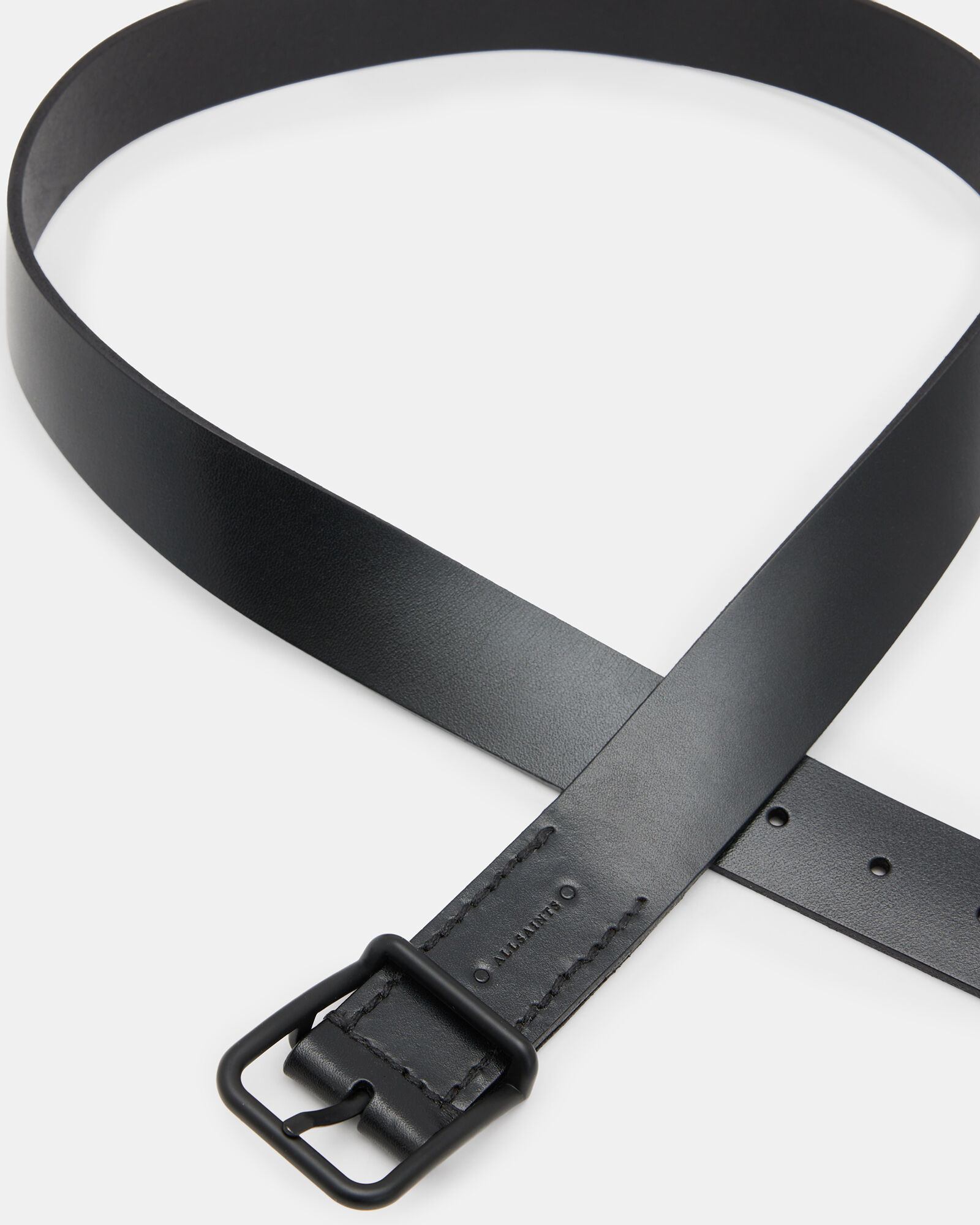 Eli Matte Leather Belt BLACK/DULL NICKEL | ALLSAINTS