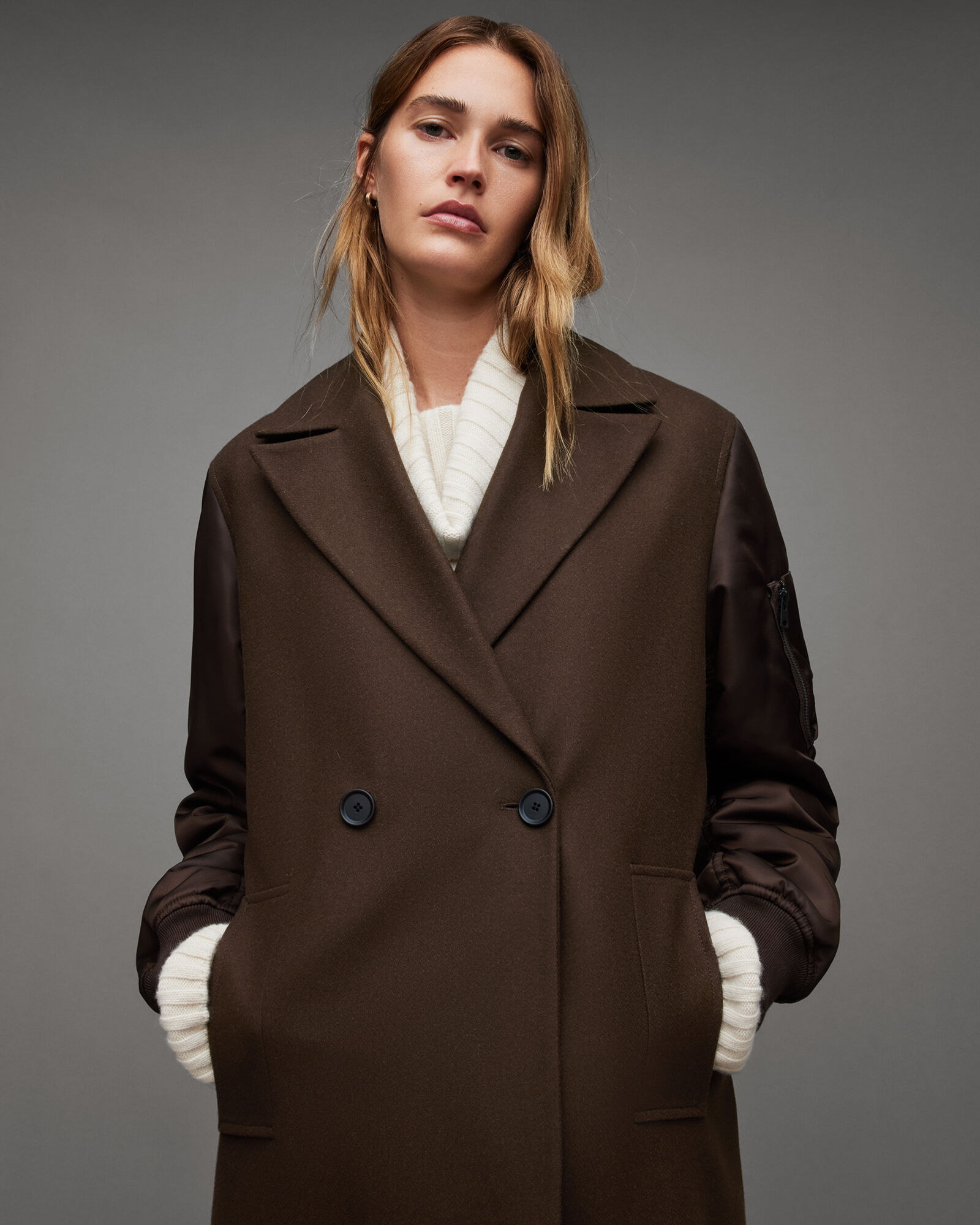 Paulah Wool Cashmere Blend Coat Chocolate Brown | ALLSAINTS Canada