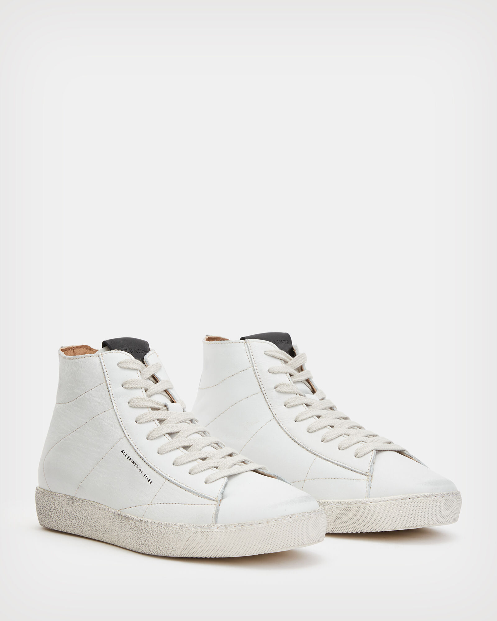 Tundy Logo Leather High Top Trainers White | ALLSAINTS
