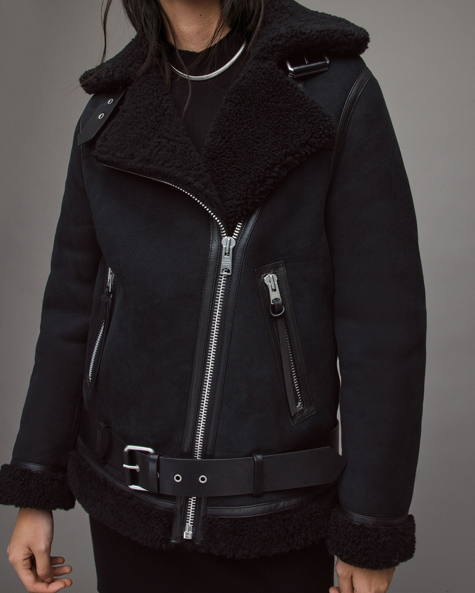 TOTEME + NET SUSTAIN leather-trimmed shearling jacket | NET-A-PORTER