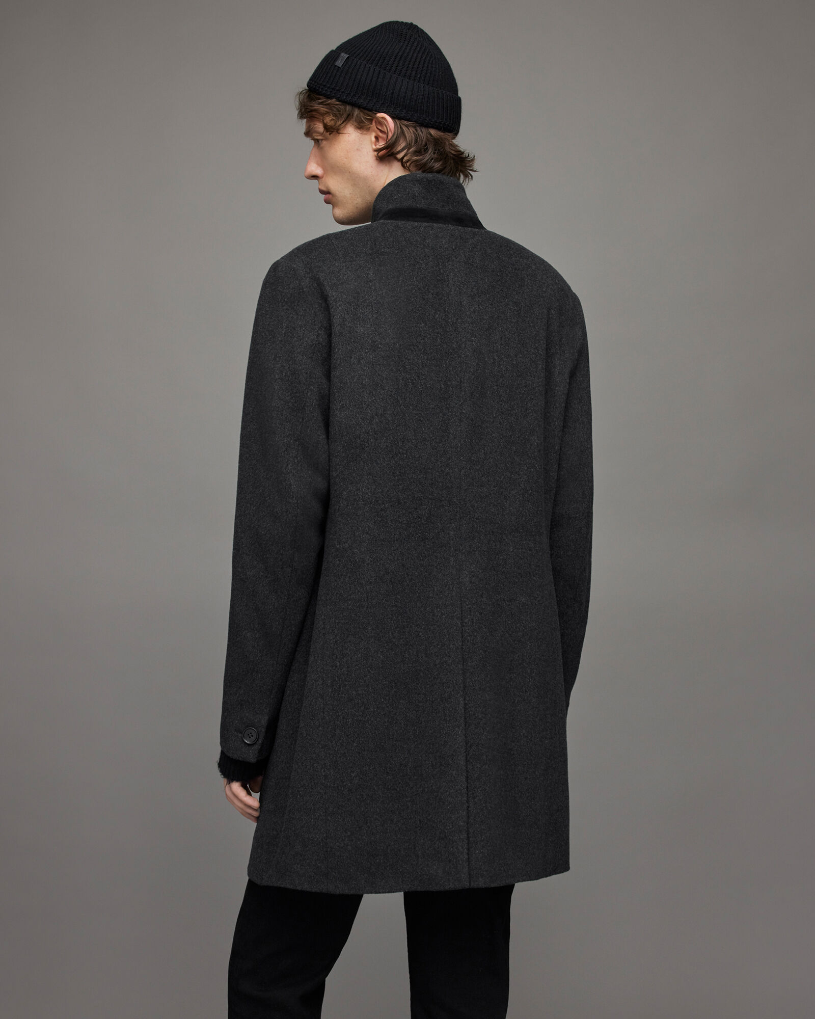 Manor Tailored Button Up Wool Coat Charcoal Grey | ALLSAINTS US