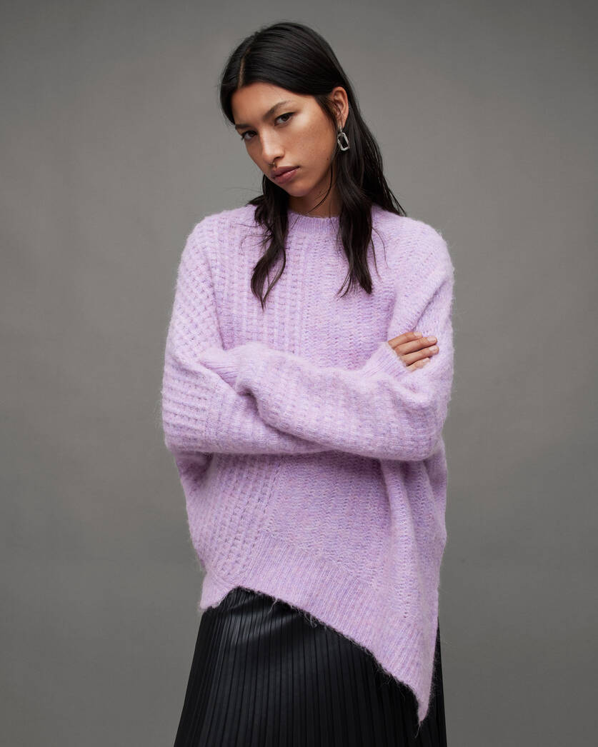 Selena Asymmetric Wool Blend Sweater LILAC HAZE