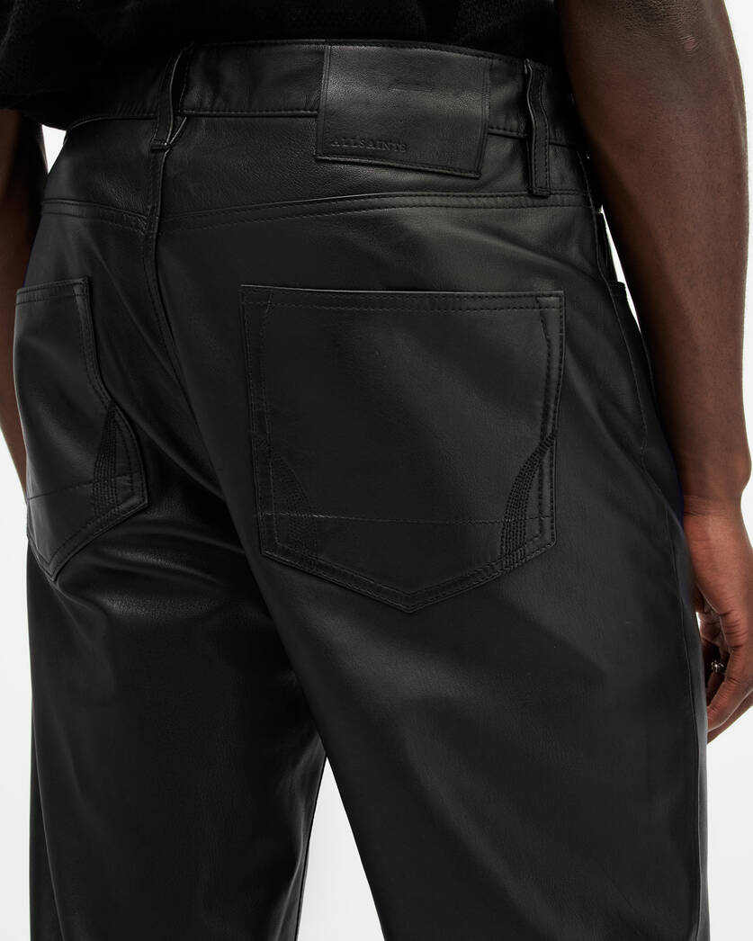 Lynch Straight Fit Leather Pants Black