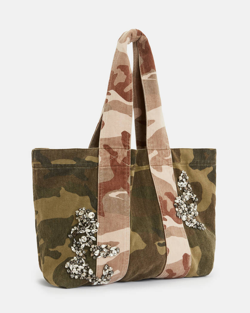 AllSaints Women's Airi Camouflage Denim Tote Bag