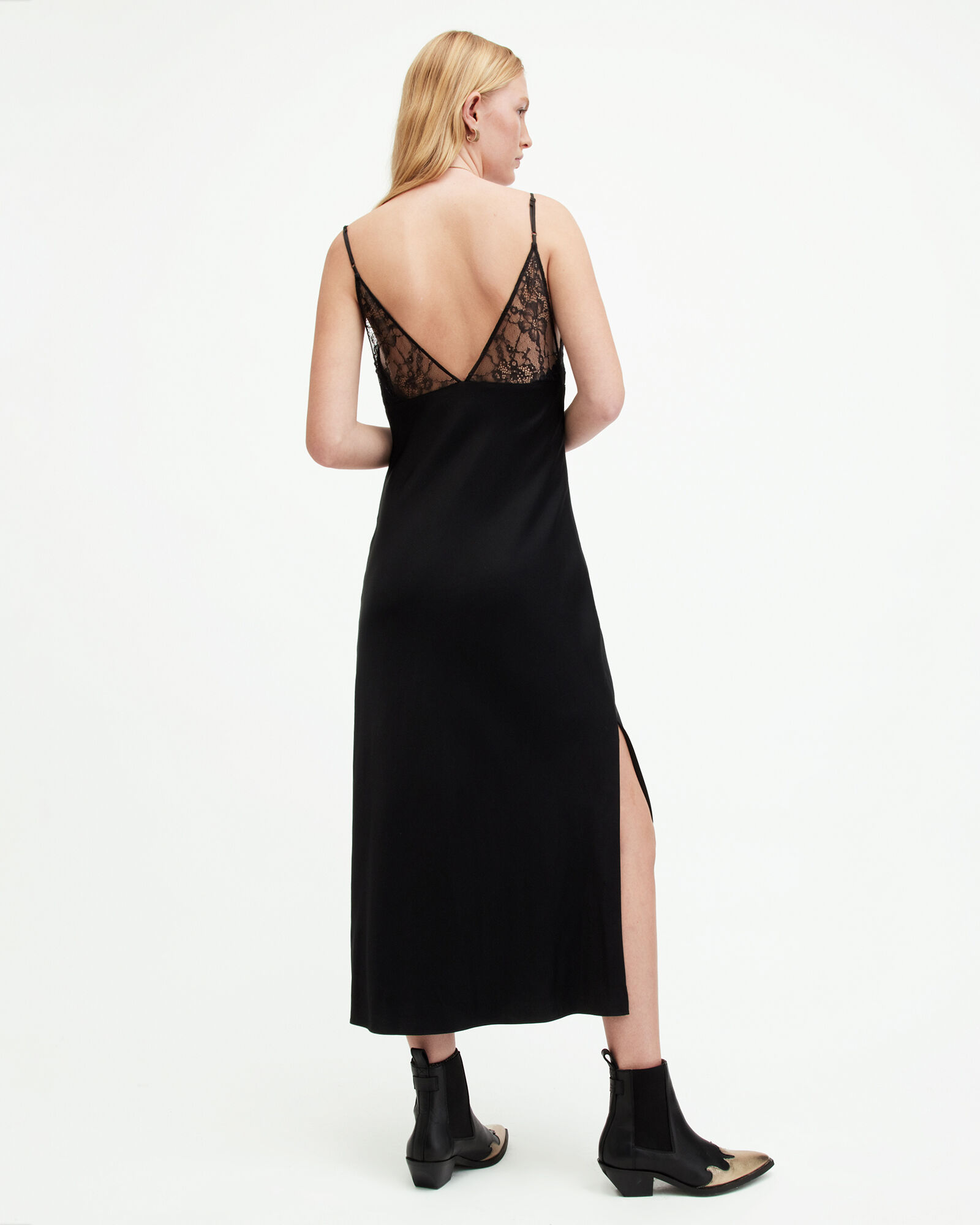 Immy Lace Trim V-Neck Midi Slip Dress