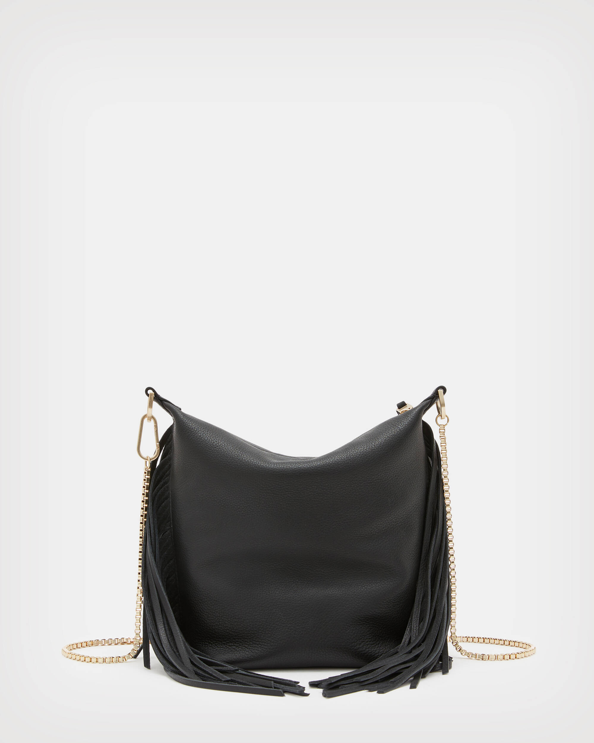 Evaline Fringe Crossbody Leather Bag Black | ALLSAINTS US