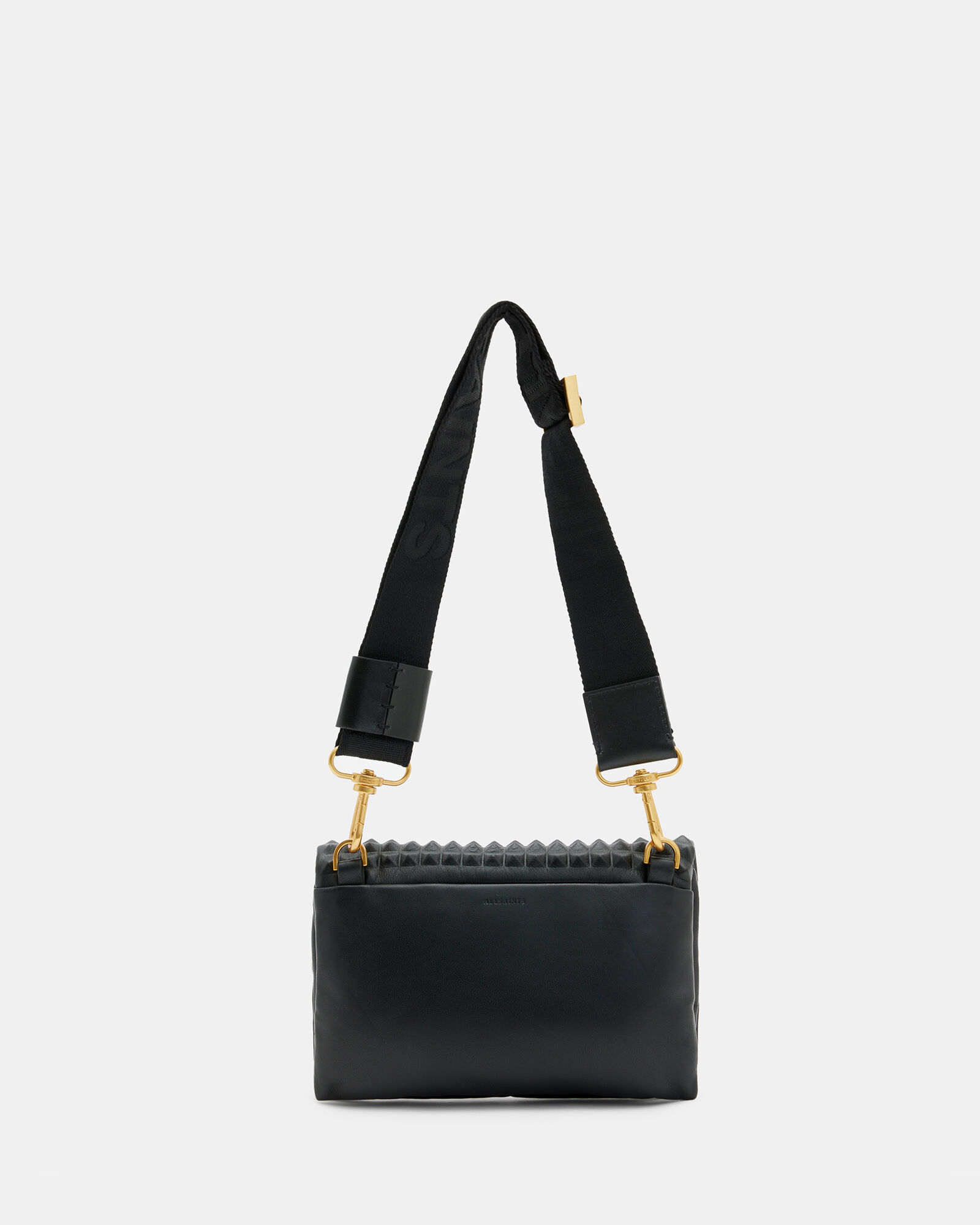 Ezra Studded Leather Crossbody Bag Black | ALLSAINTS US