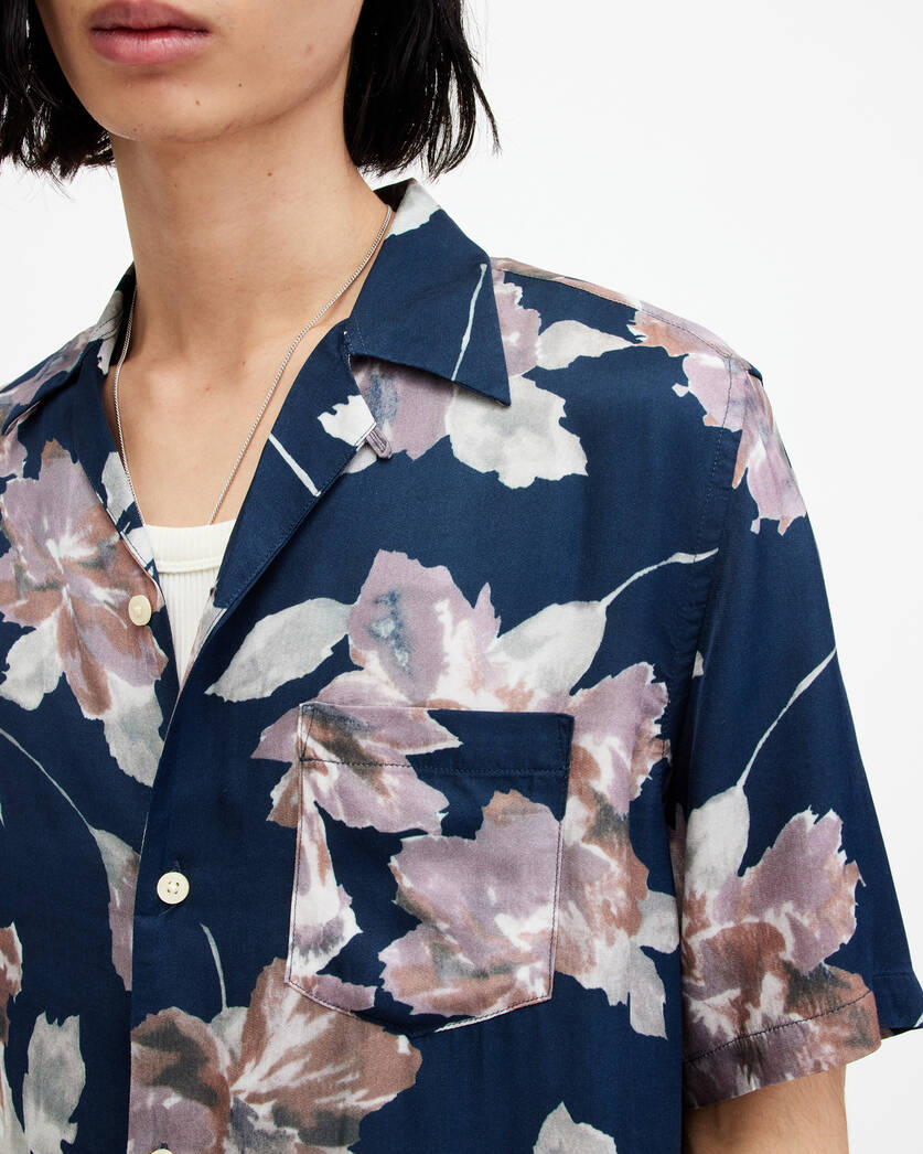| Zinnia ADMIRAL Print BLUE ALLSAINTS Fit Shirt US Floral Relaxed