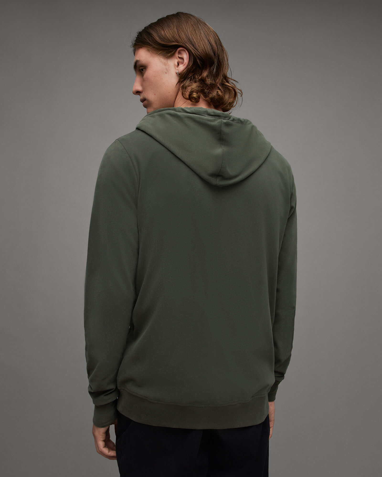 Brace Brushed Cotton Zip Up Hoodie DARK IVY GREEN | ALLSAINTS US