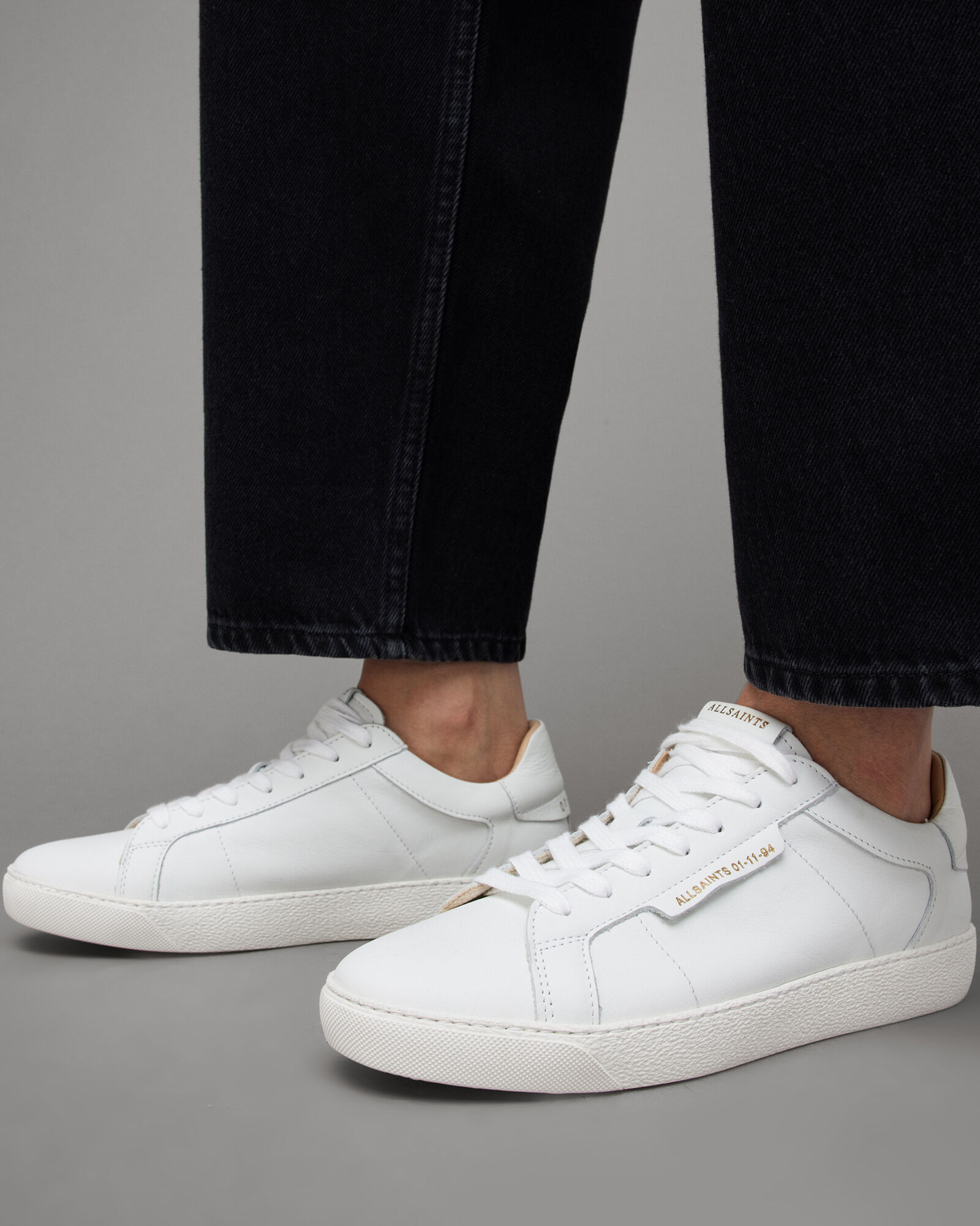 Sheer Round Toe Leather Sneakers
