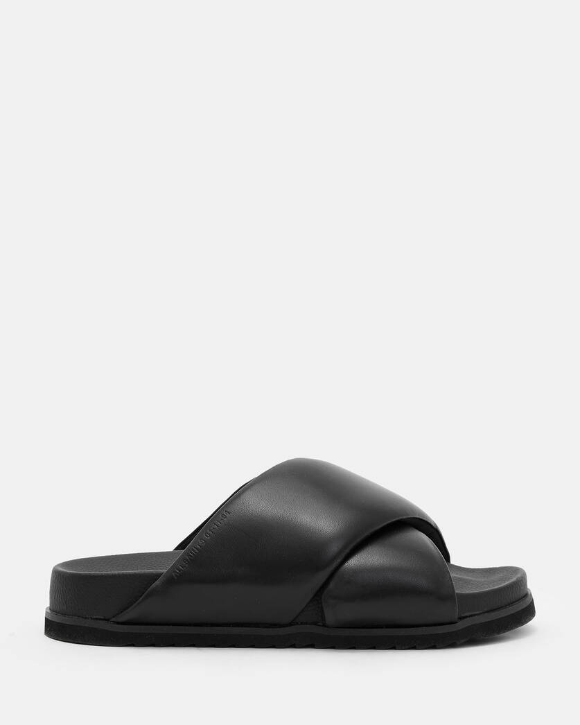 Saki Crossover Leather Sandals Black | ALLSAINTS US
