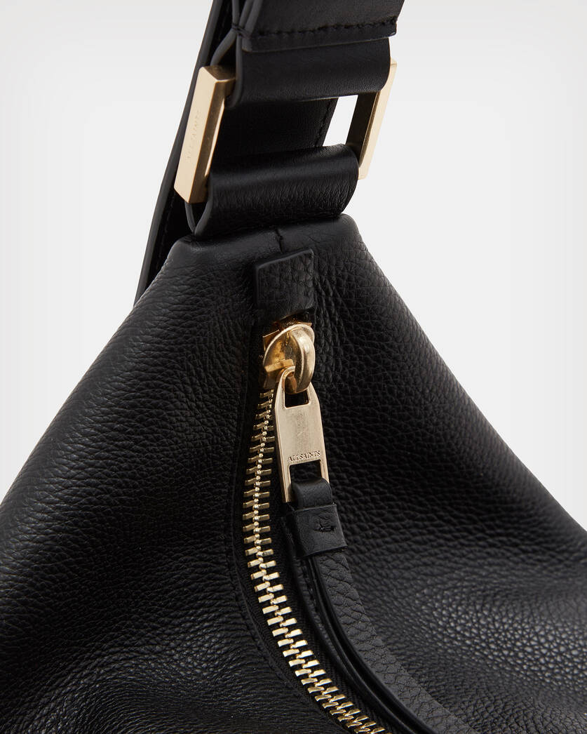 Edbury Leather Fringed Shoulder Bag Black | ALLSAINTS US