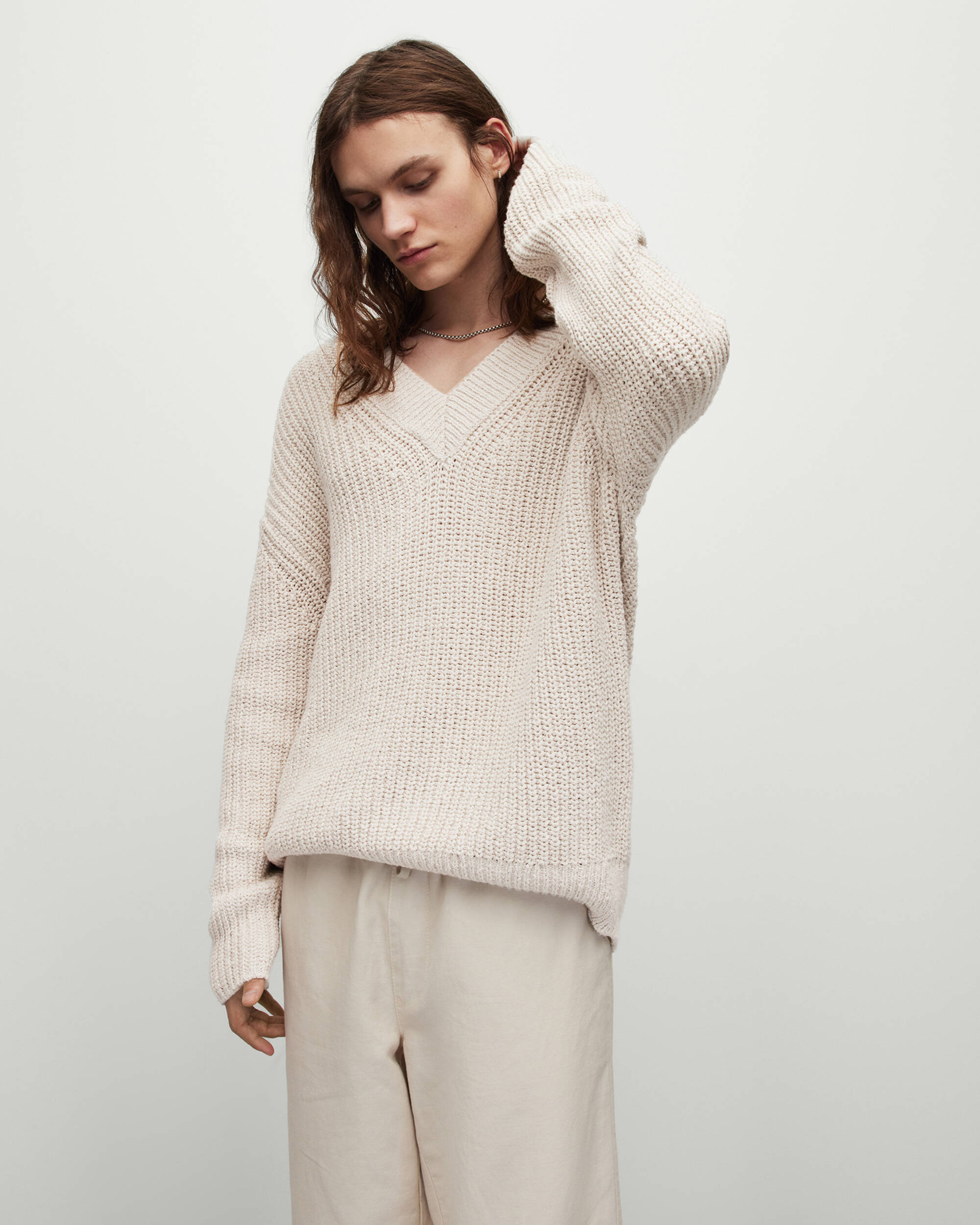 Bayler V-Neck Sweater PUTTY WHITE | ALLSAINTS US