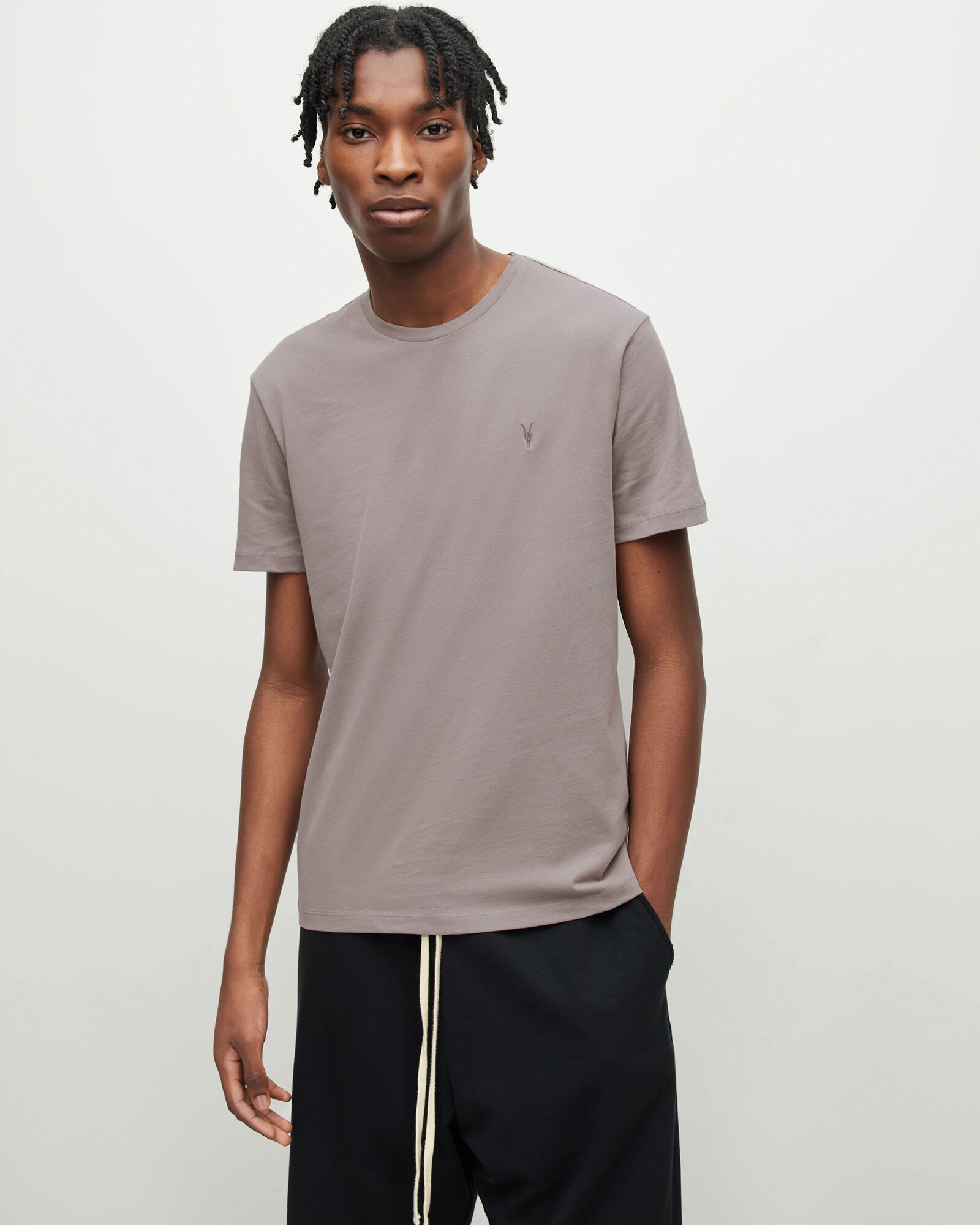 Brace Brushed Cotton Crew Neck T-Shirt FLINT GREY | ALLSAINTS US