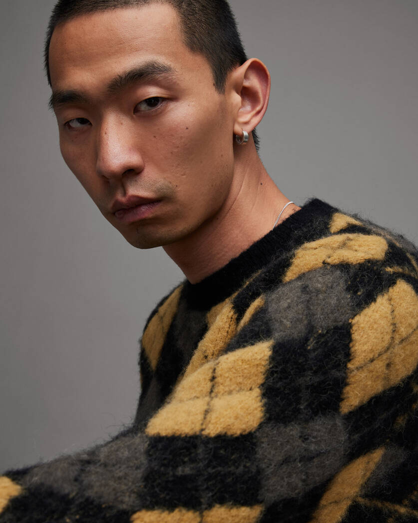Men monogram jacquard long sleeve turtleneck sweater large size pullover  sweater