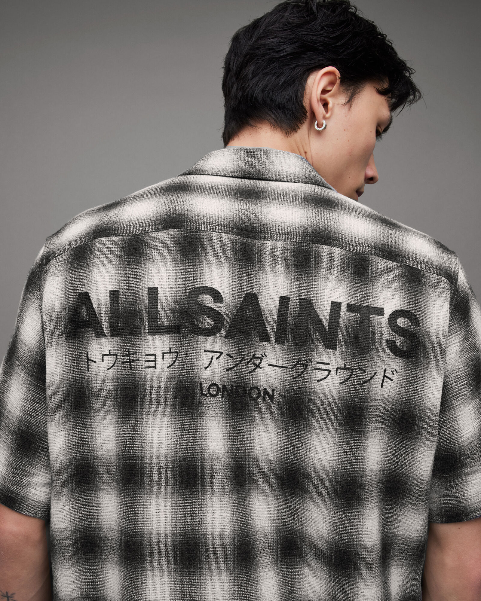 Underground Relaxed Check Logo Shirt Off White | ALLSAINTS US