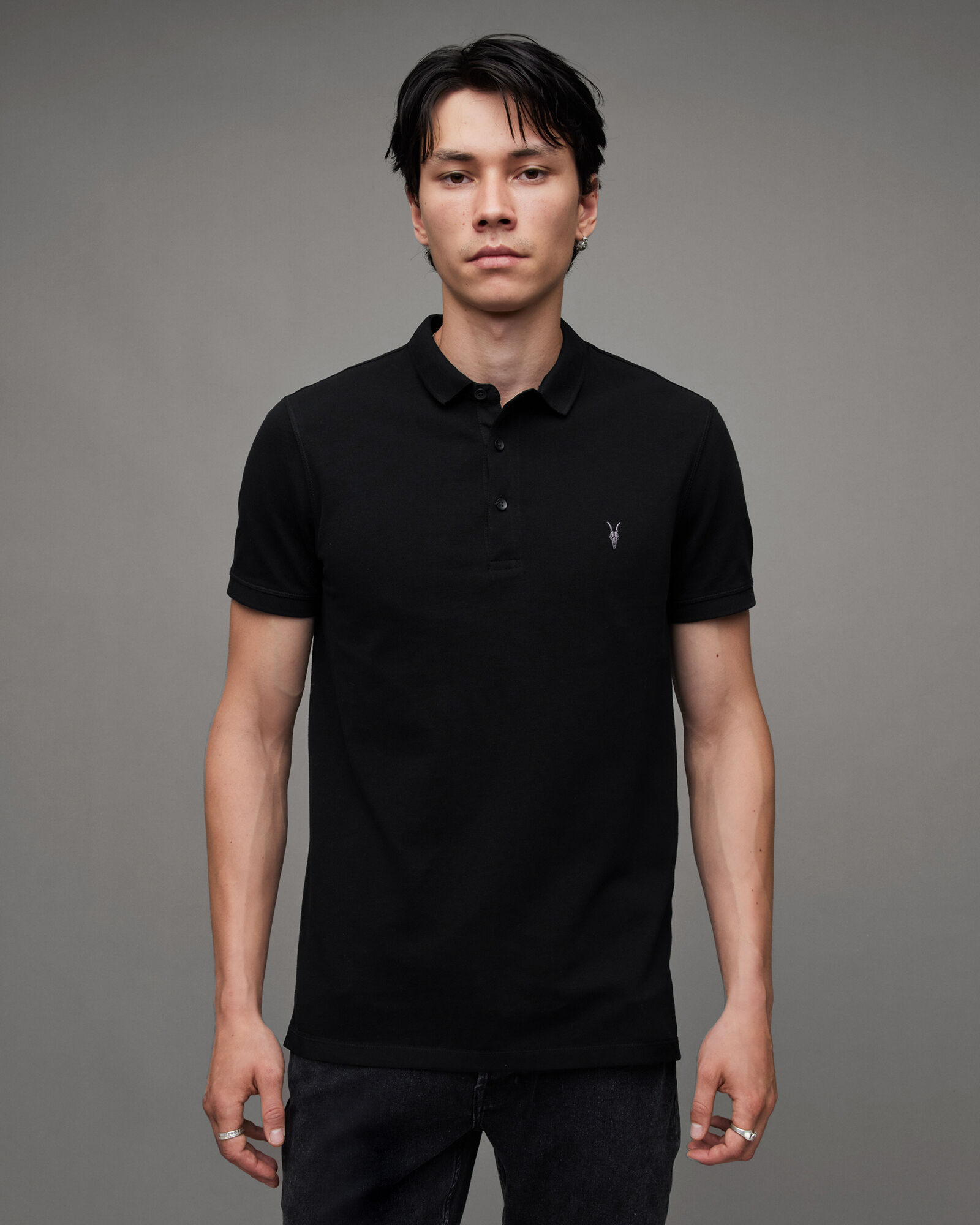 Reform Short Sleeve Polo Shirt Black | ALLSAINTS US