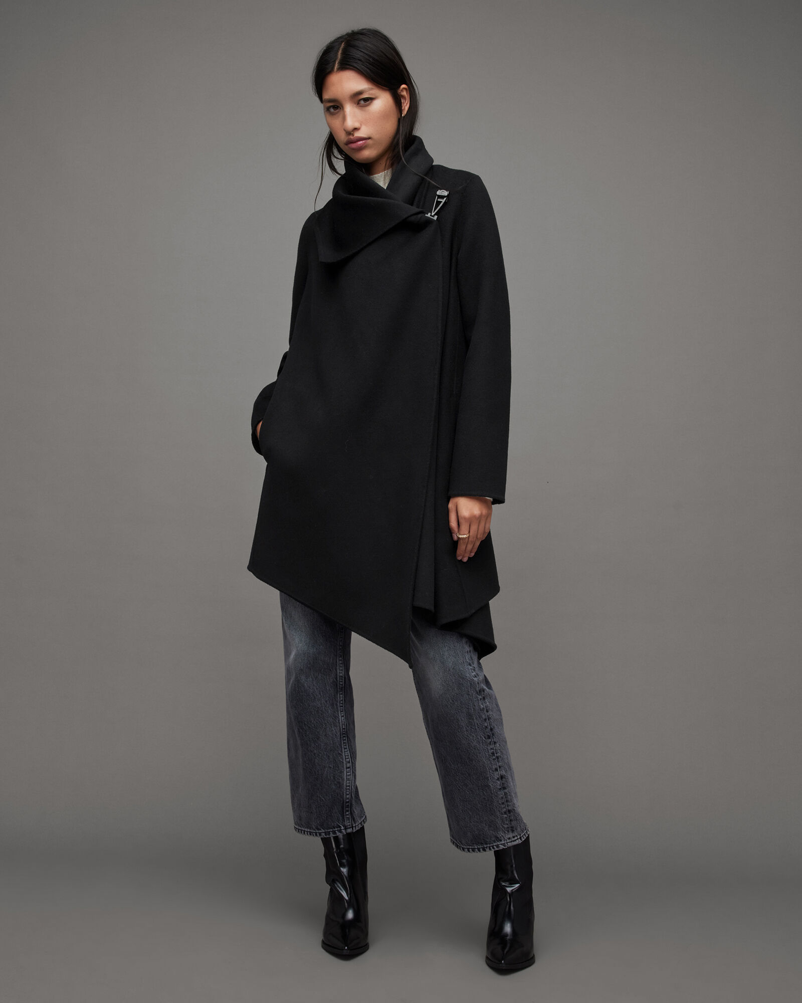 Monument Eve Wool Blend Coat Black | ALLSAINTS US