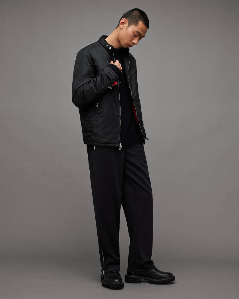 Morphos Tab Collar Slim Recycled Jacket Black | ALLSAINTS US