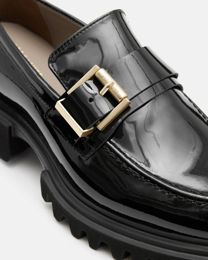 Black patent leather loafers