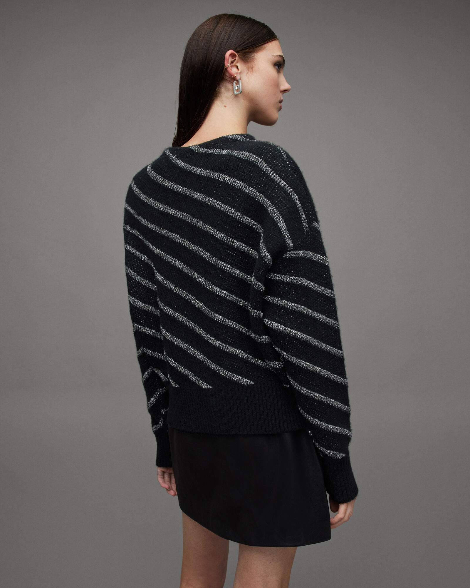 Vega Diagonal Stripe Cropped Sweater