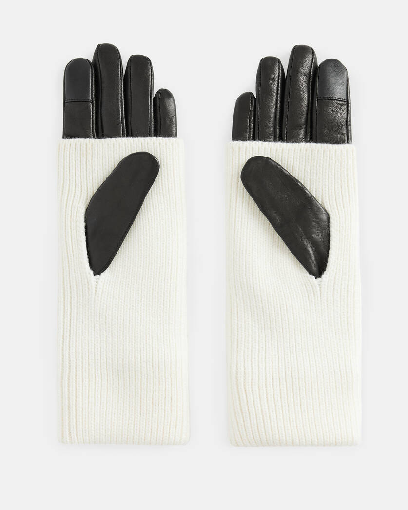 Chalk US Extendable White Zoya Gloves Knit Leather | ALLSAINTS Cuff