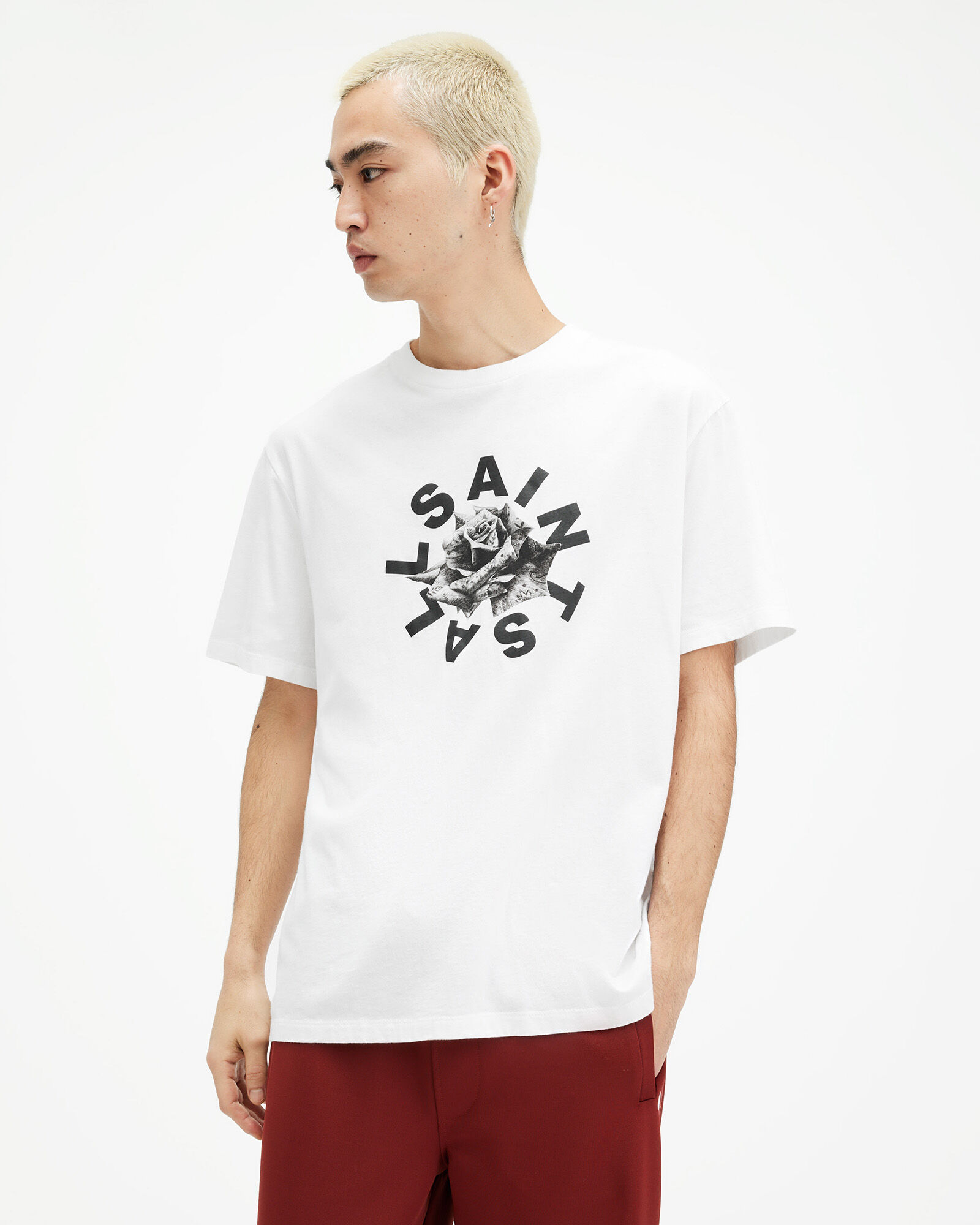 Daized Logo Print Crew Neck T-Shirt Optic White | ALLSAINTS US