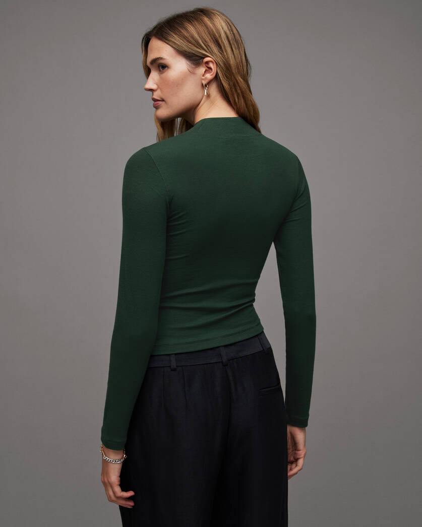 Rina Long Sleeve Roll Neck Top SYCAMORE | US GREEN ALLSAINTS