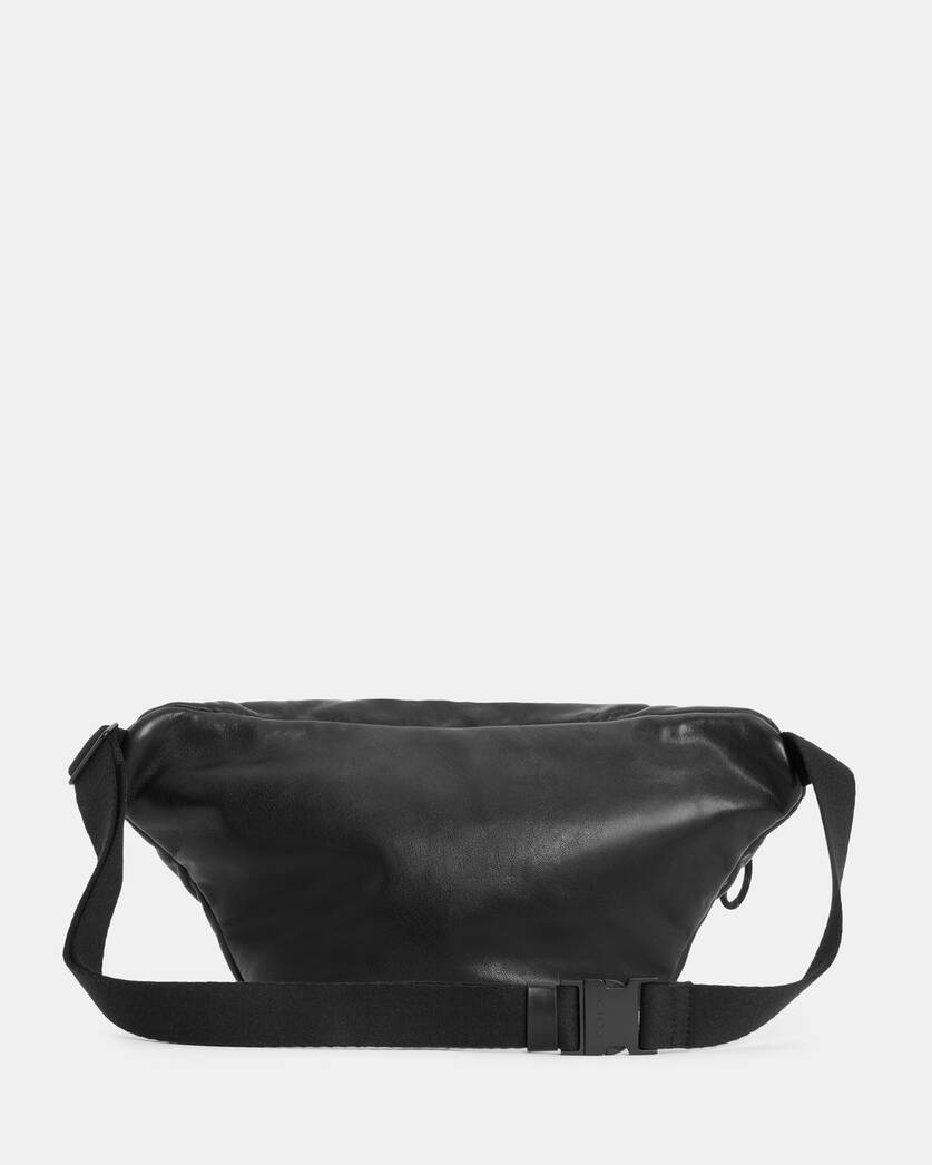 Embossed Check Leather Large Zip Pouch in Black - Men