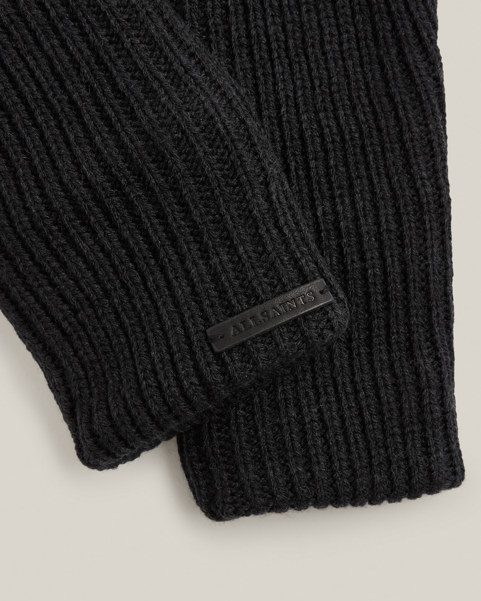 Zoya Extendable Knit Cuff Leather Gloves Black | ALLSAINTS US