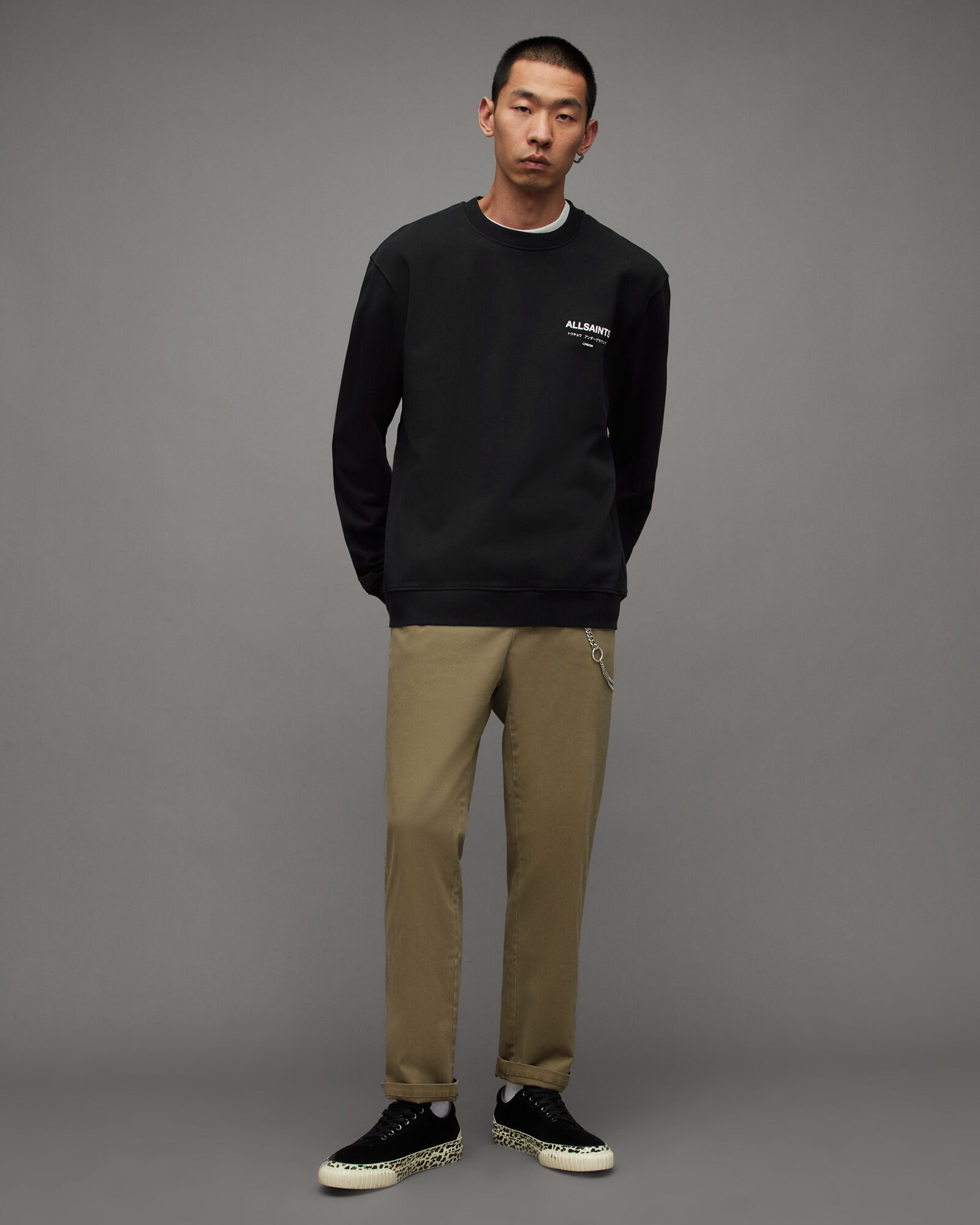 Underground Oversized Crew Sweatshirt Jet Black | ALLSAINTS US