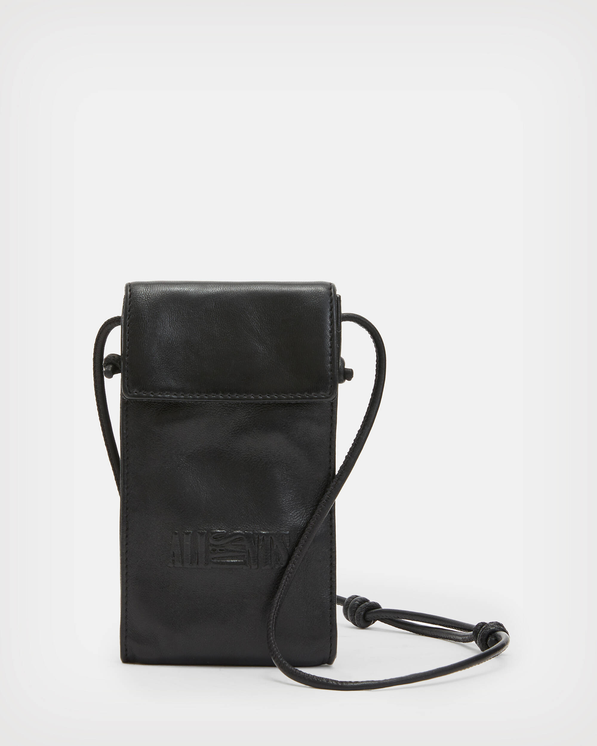 Oppose Embossed Leather Phone Pouch Black | ALLSAINTS US