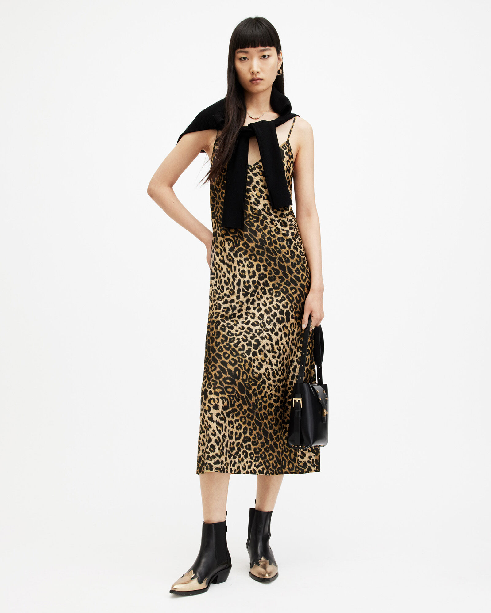Hera Leopard Print 2-In-1 Midi Dress
