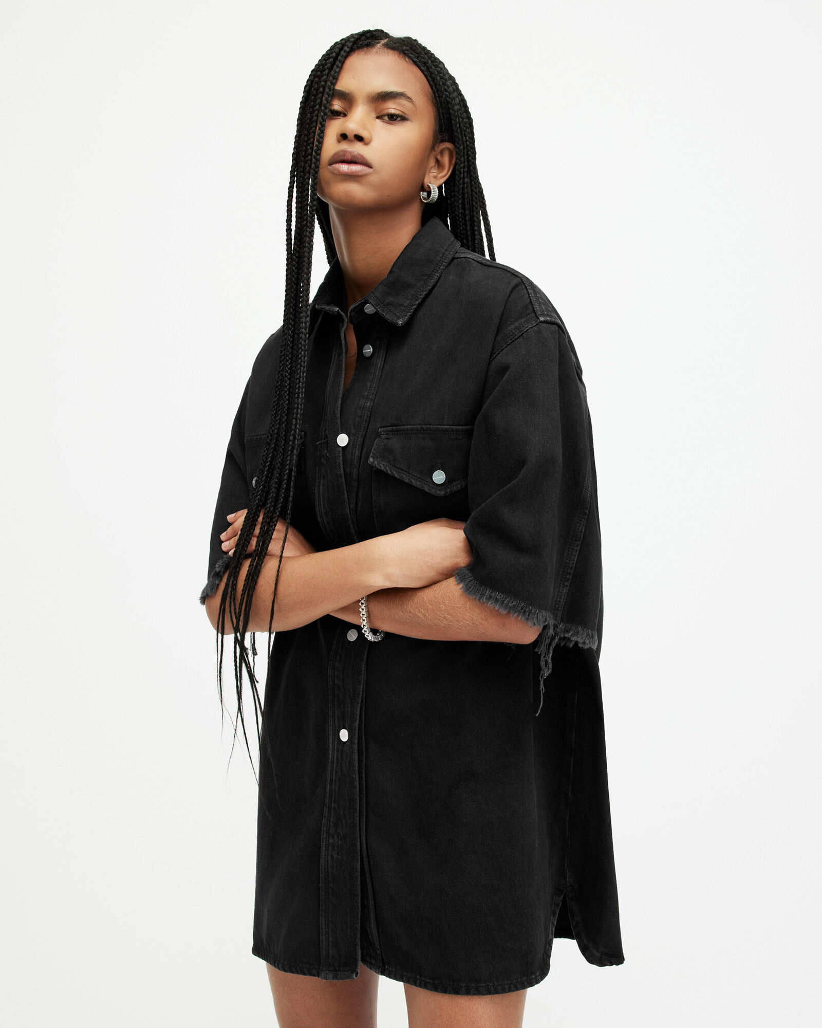 Buy Missguided Oversized Denim Shirt Dress - Black | Nelly.com