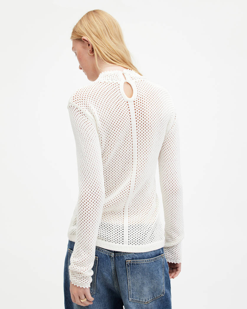 Neck Chalk Sweater Avril Stitch | Open White ALLSAINTS US Roll