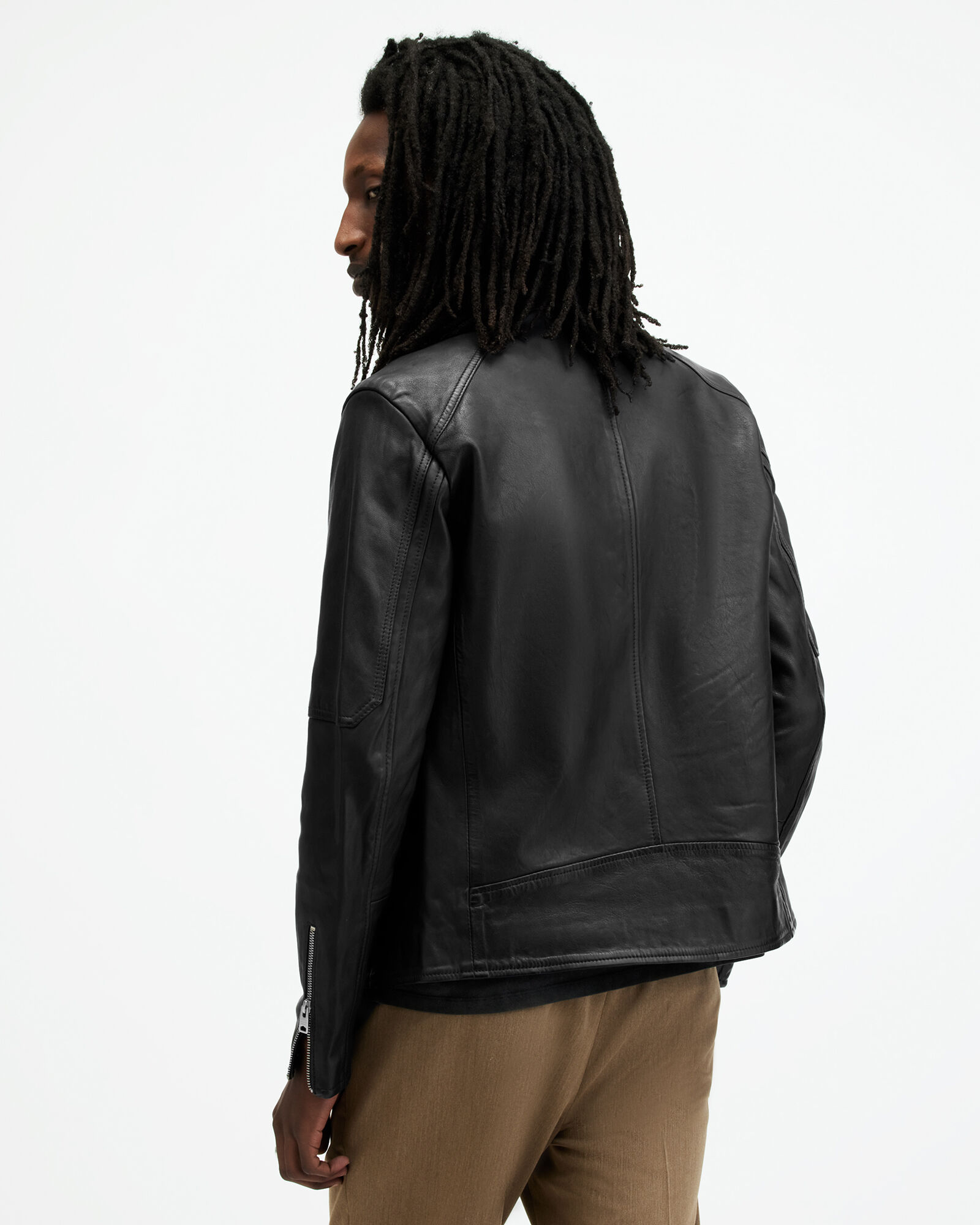 Cora Leather Snap Back Collar Jacket