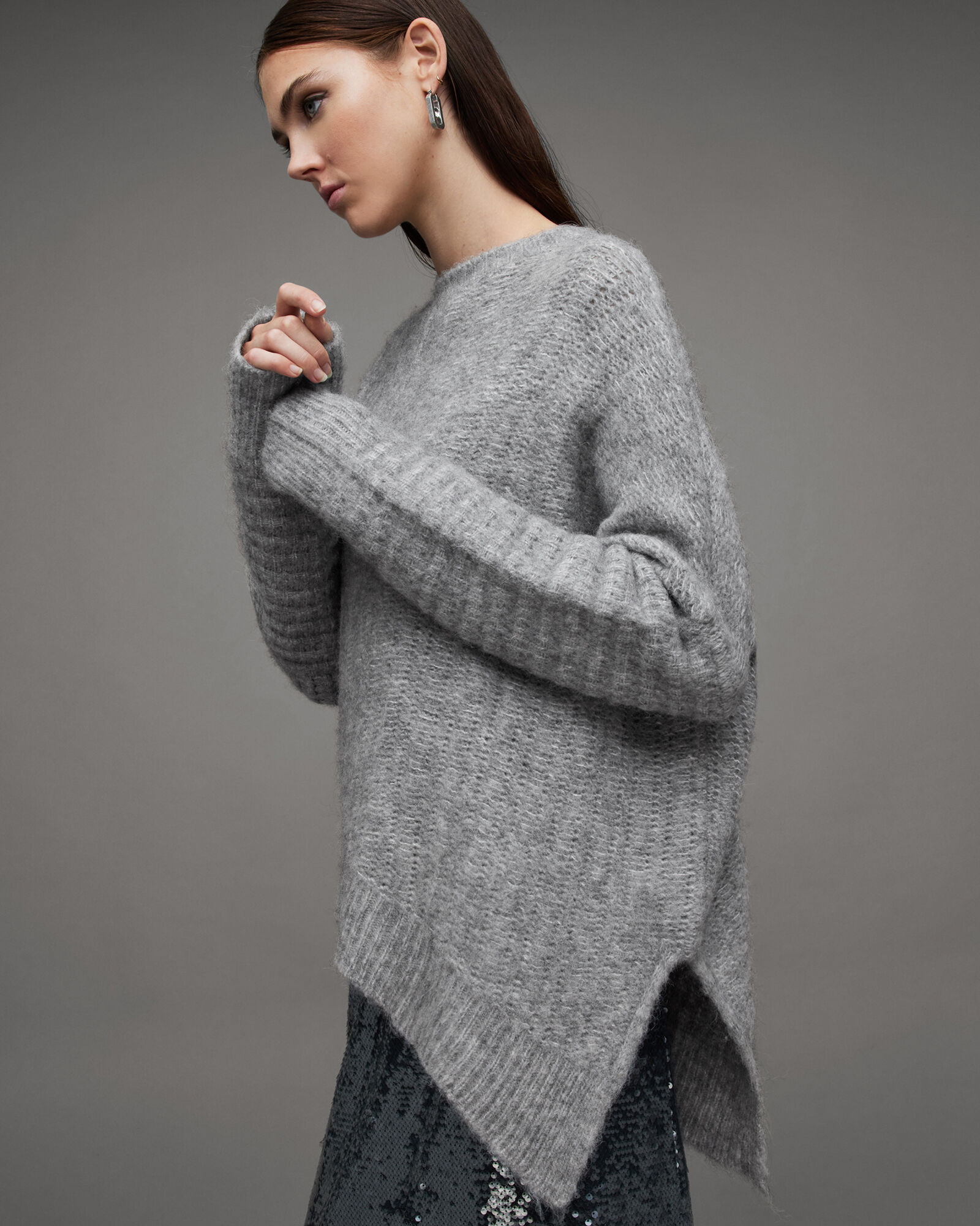 Selena Asymmetric Wool Blend Sweater