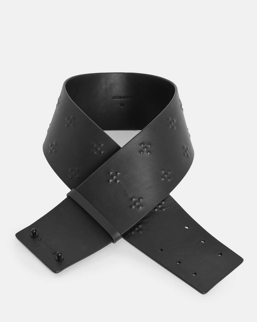 Louis Vuitton Womens Black Gray Leather Checker Print Buckle Belt