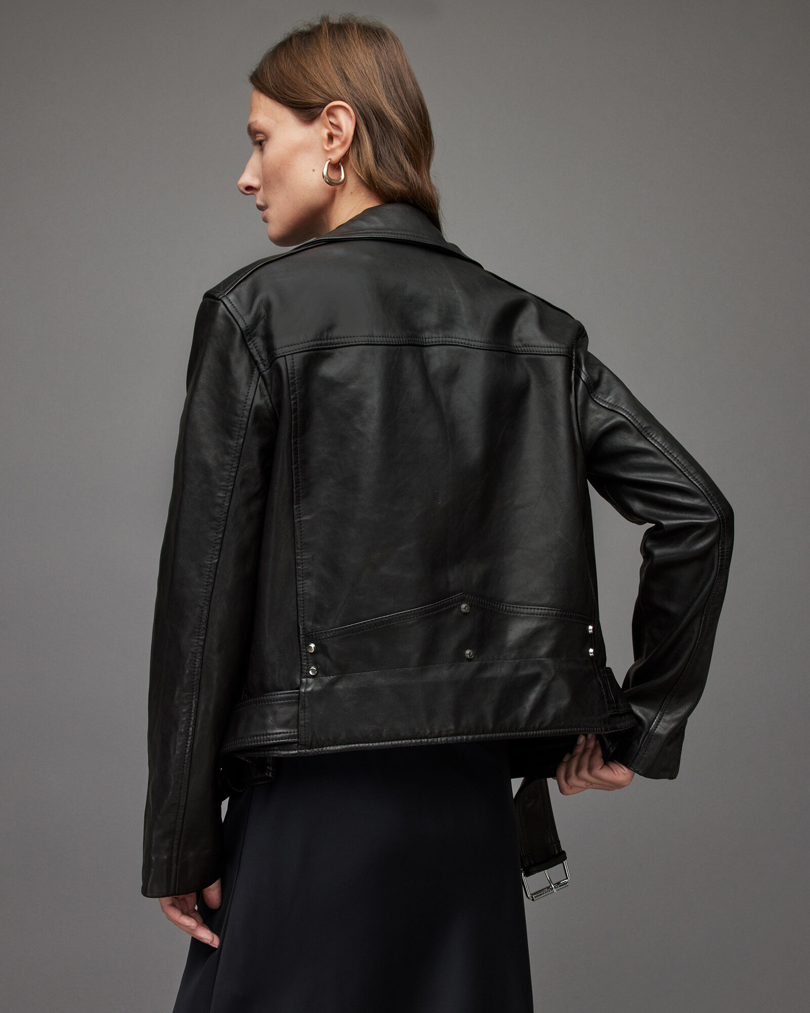 メール便送料無料05 【美品】オールセインツ LUNA LEATHER BIKER 黒 M